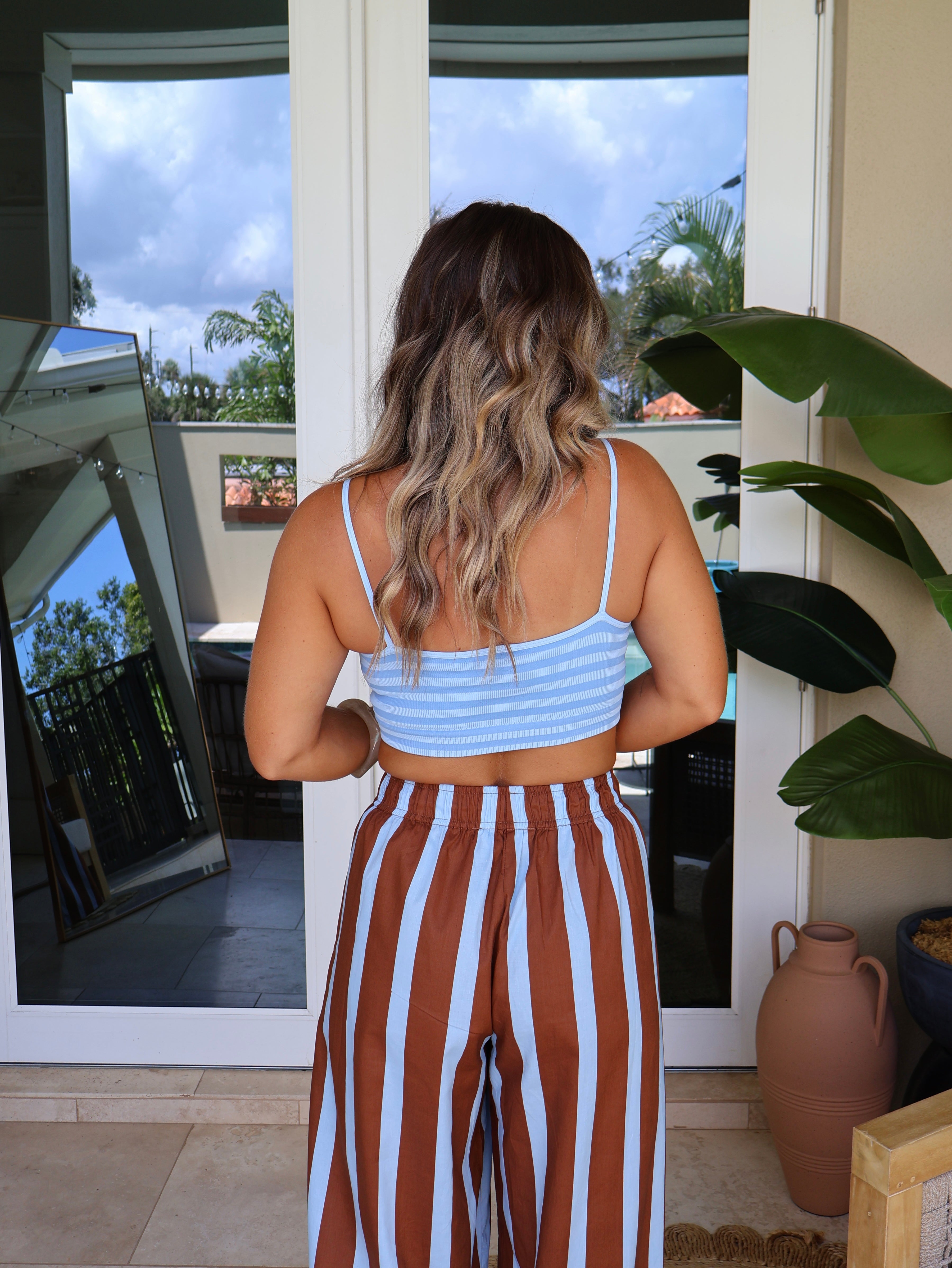 Stassi Striped Bra Top Serene Blue