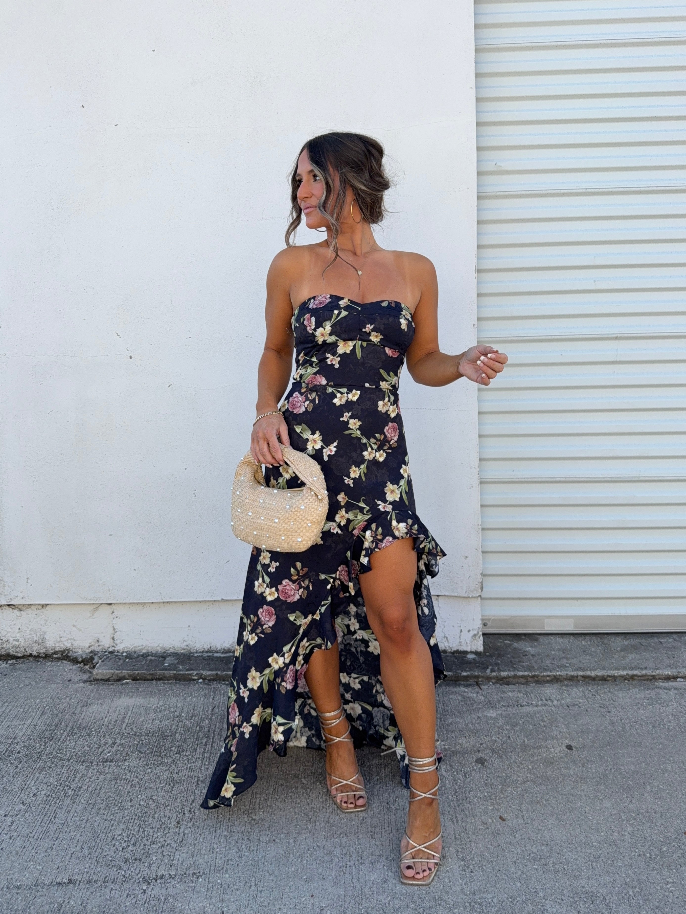 Delicate Timing Floral Maxi Dress Navy