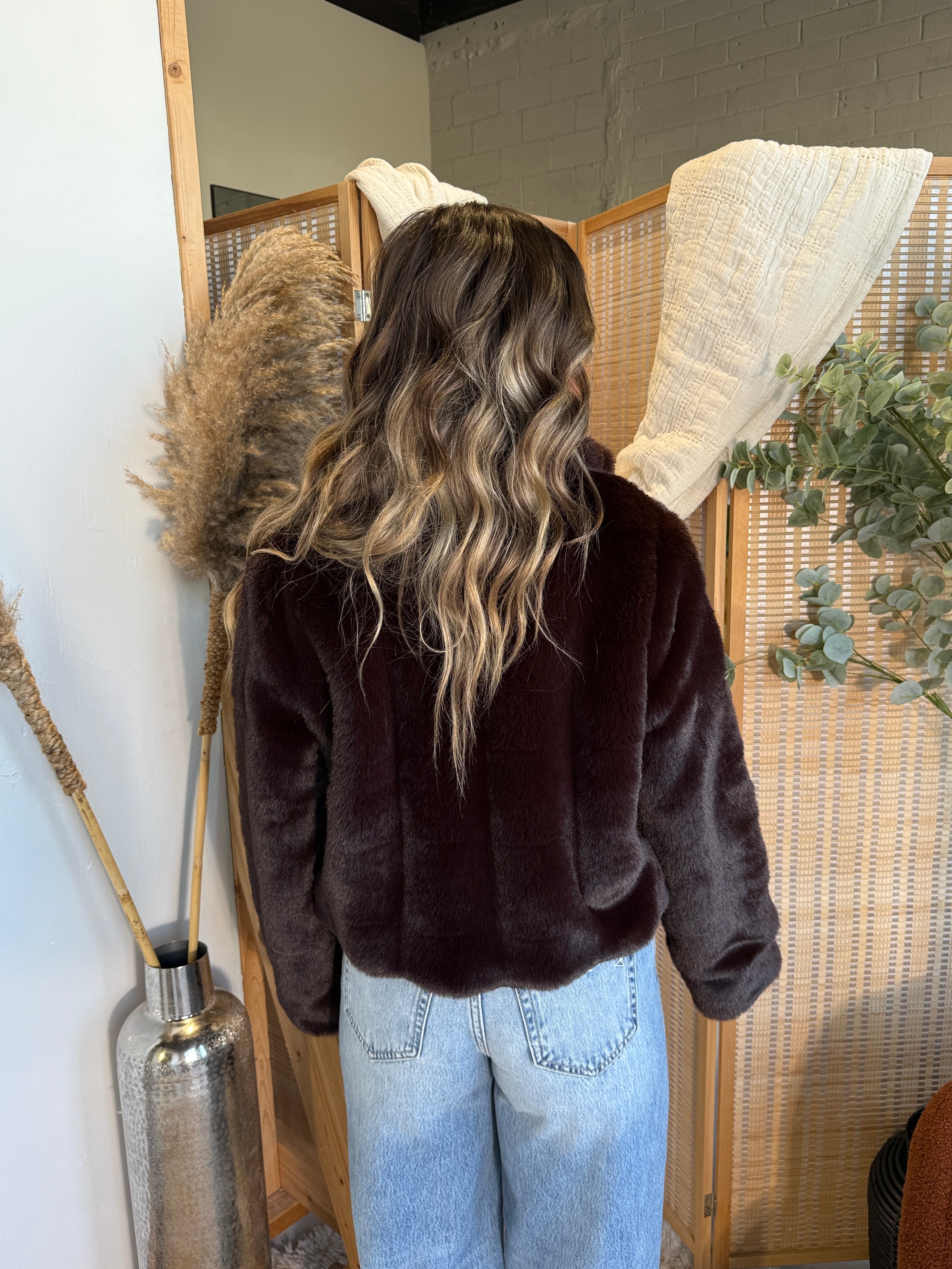 Honey Pot Fur Jacket Brown