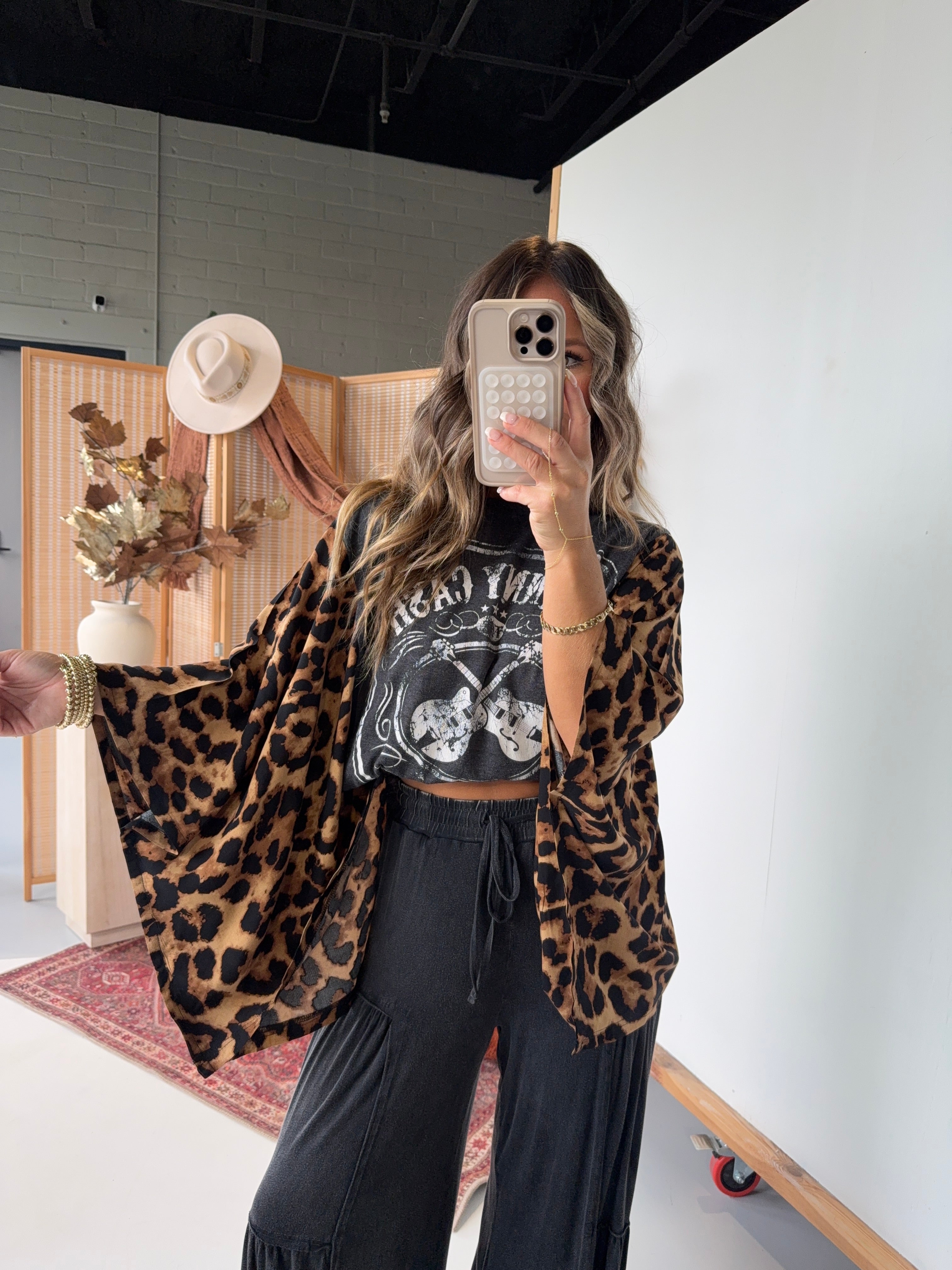 Johnny Cash Mix & Match Tee Dk Grey Cheetah