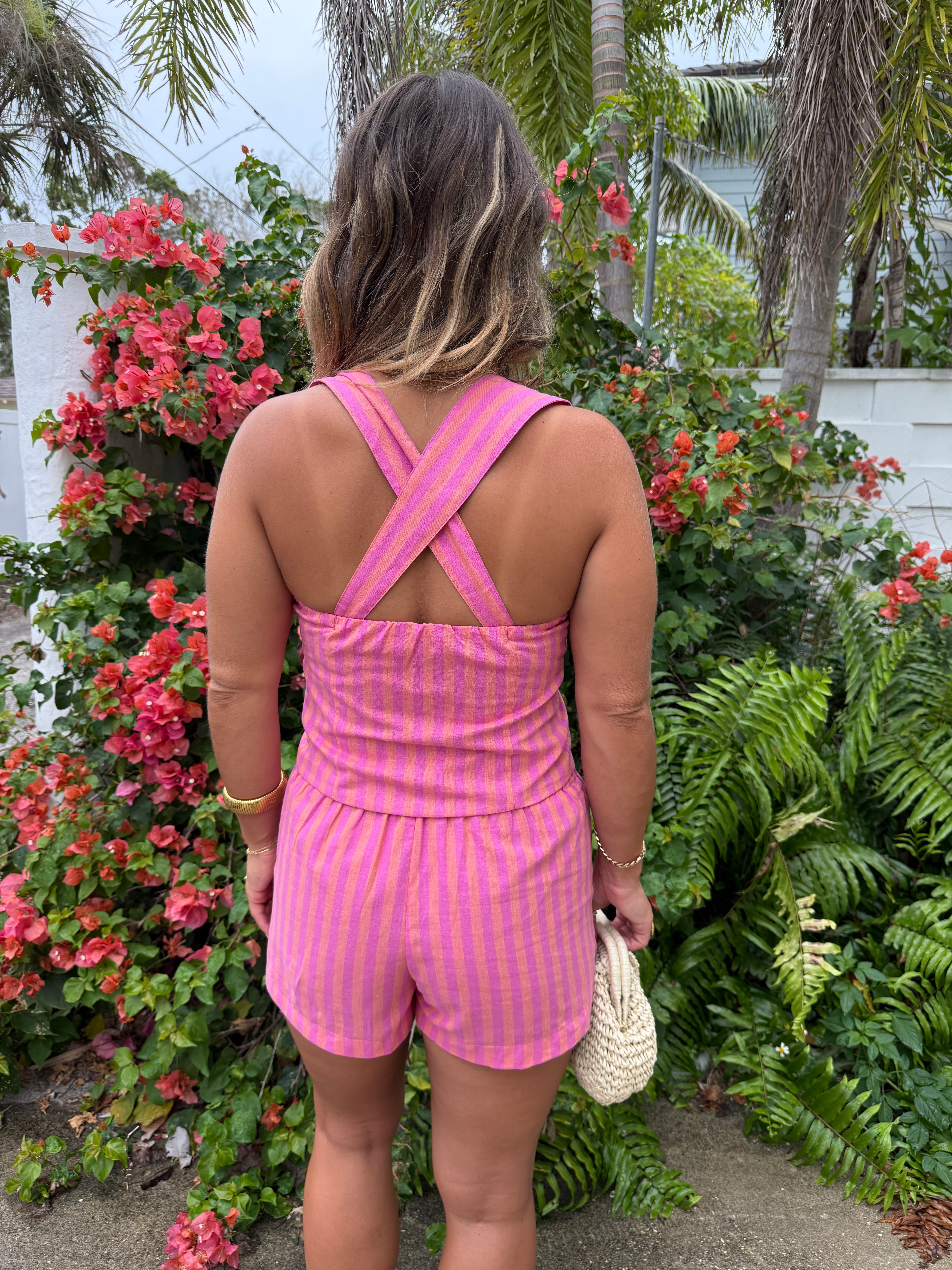 Orange County Shorts Stripe Fuchsia