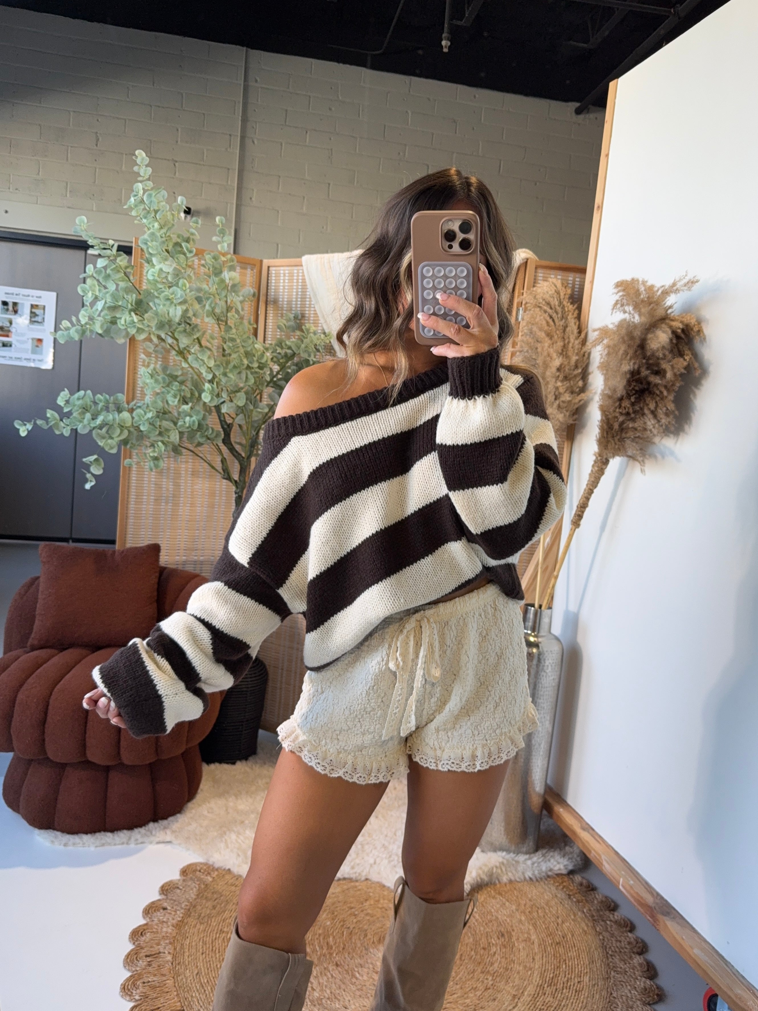 Augustine Striped Sweater Brown
