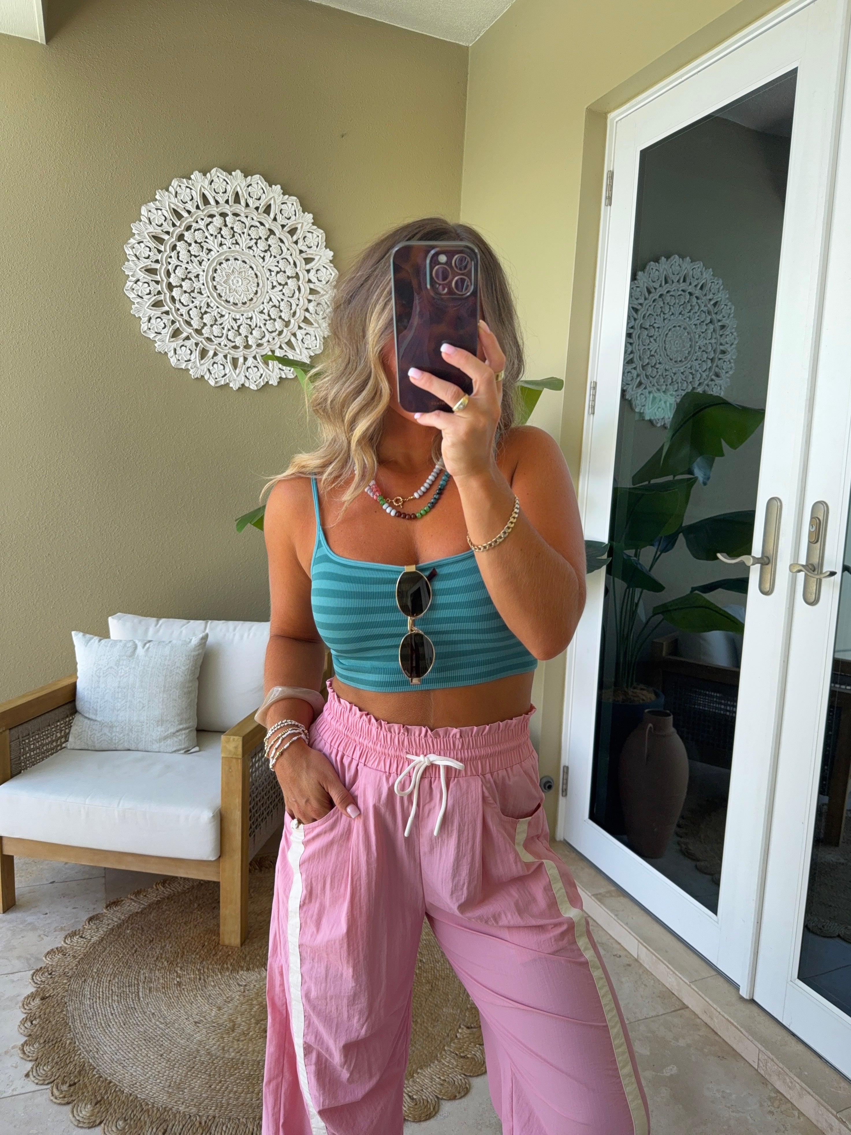 Stassi Striped Bra Top Dusty Teal