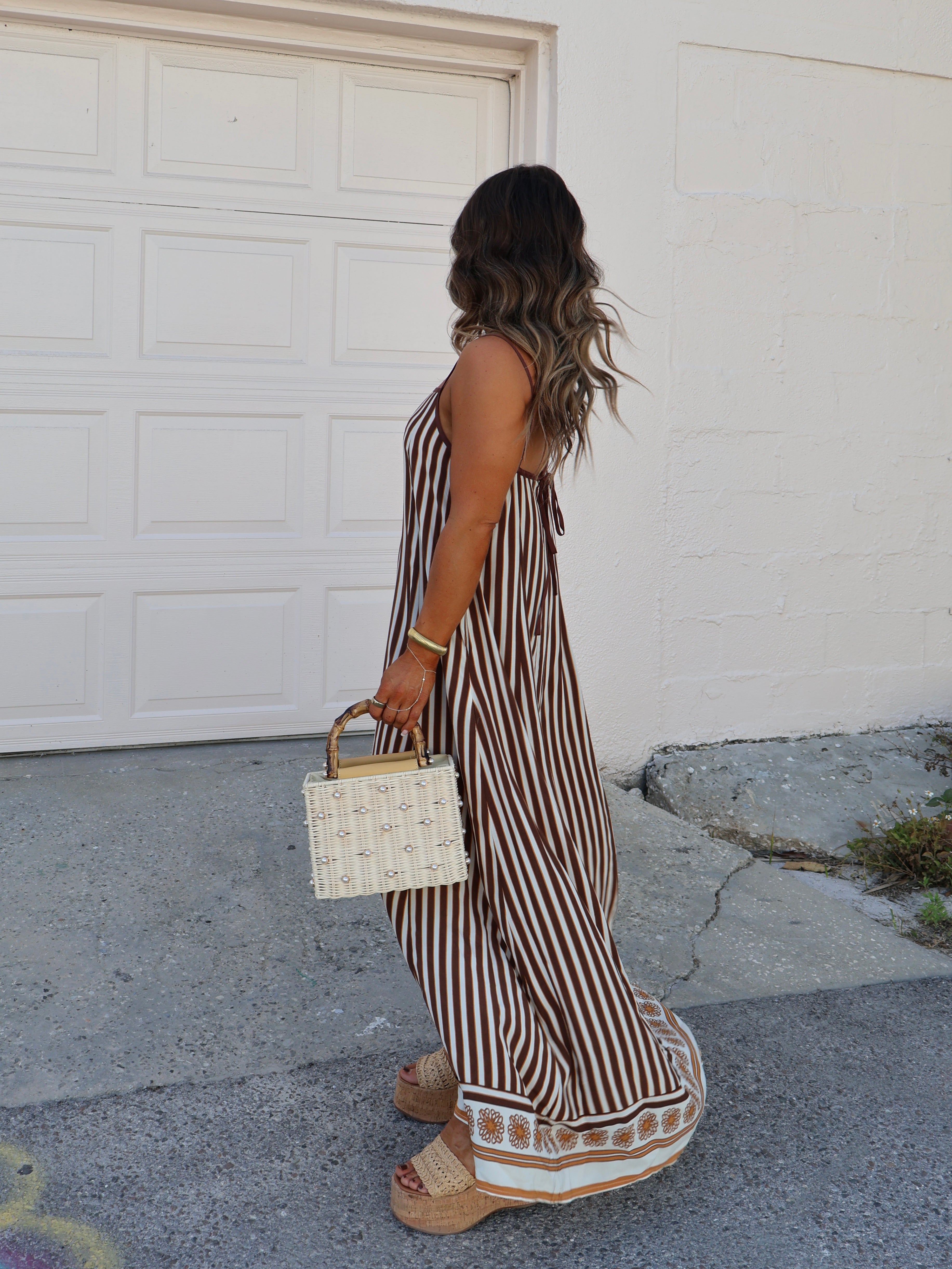 Sunset Dreams Striped Mumu Dress Brown