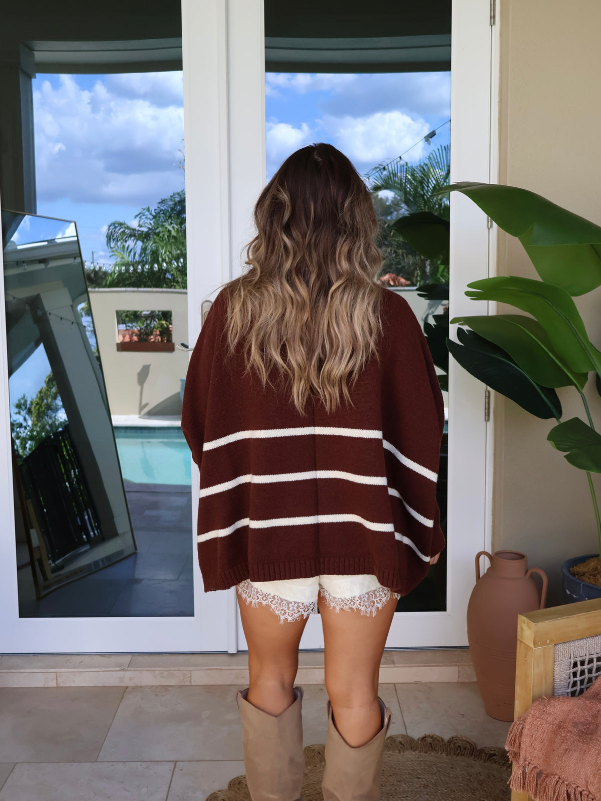 Maple Lane Mock Neck Sweater Brown