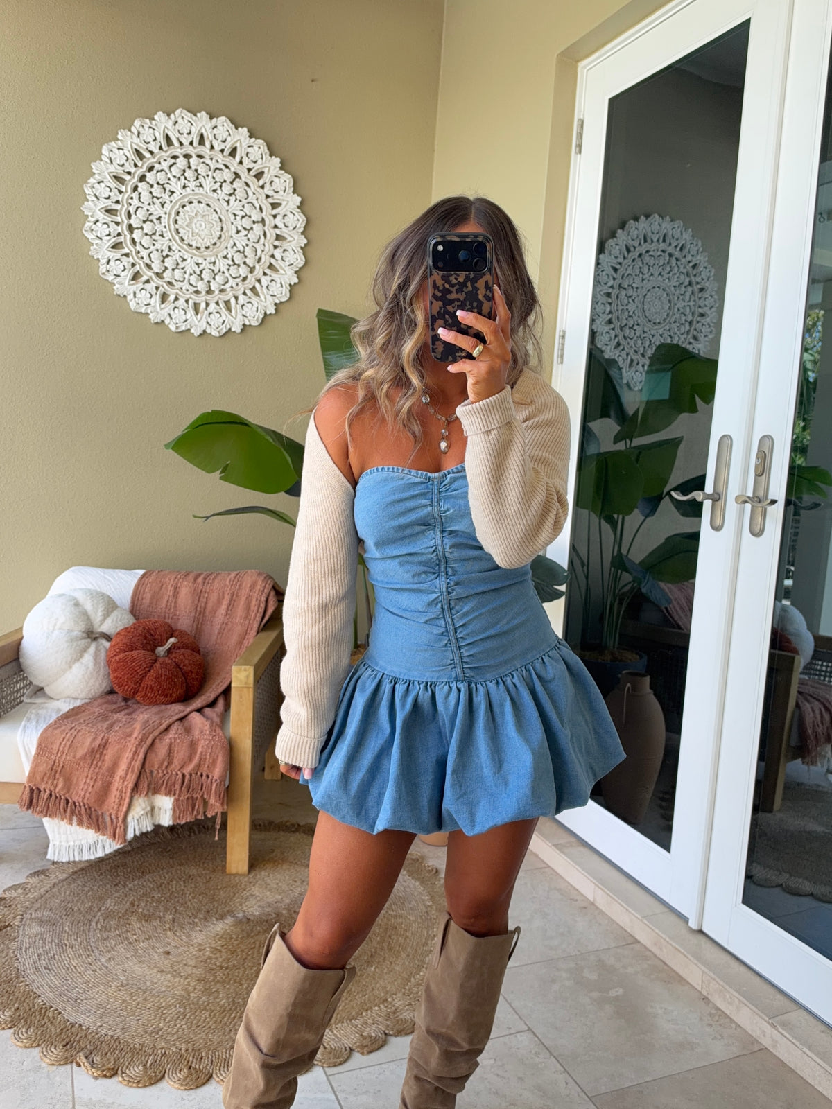 Millie Bubble Dress Light Denim