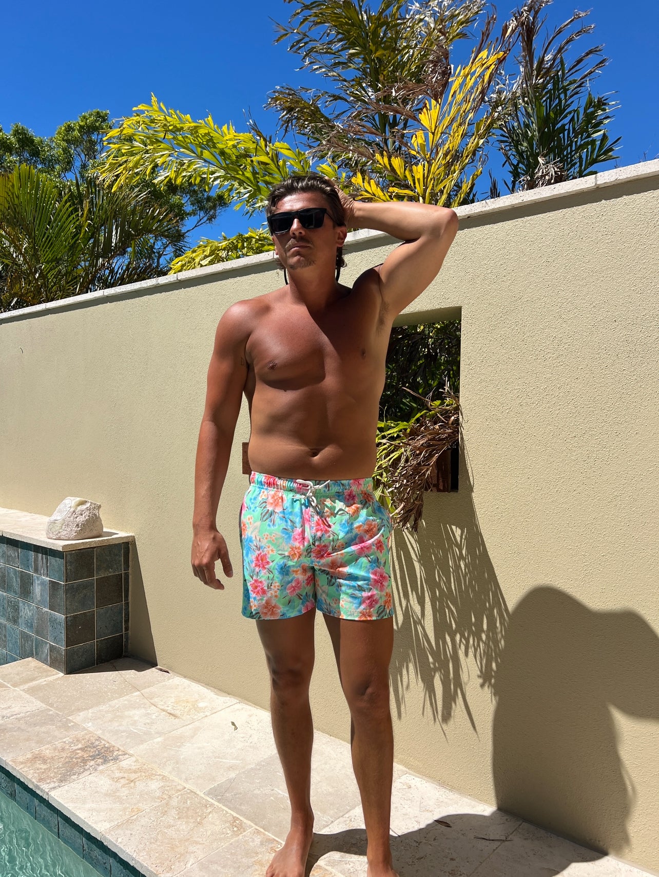 Harbor Island Swim Trunks Mint Multi