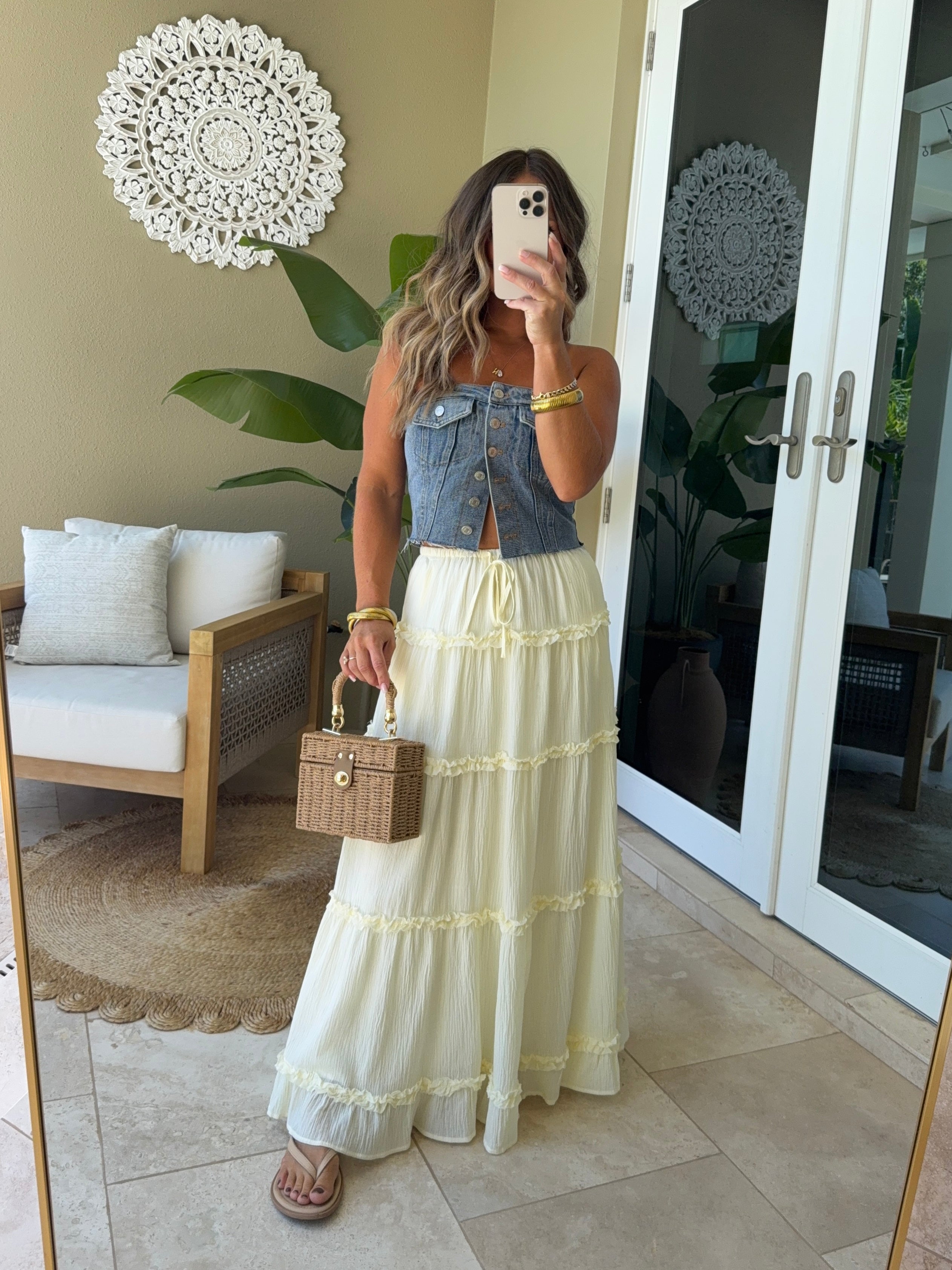 Wild Honey Ruffle Maxi Skirt Butter