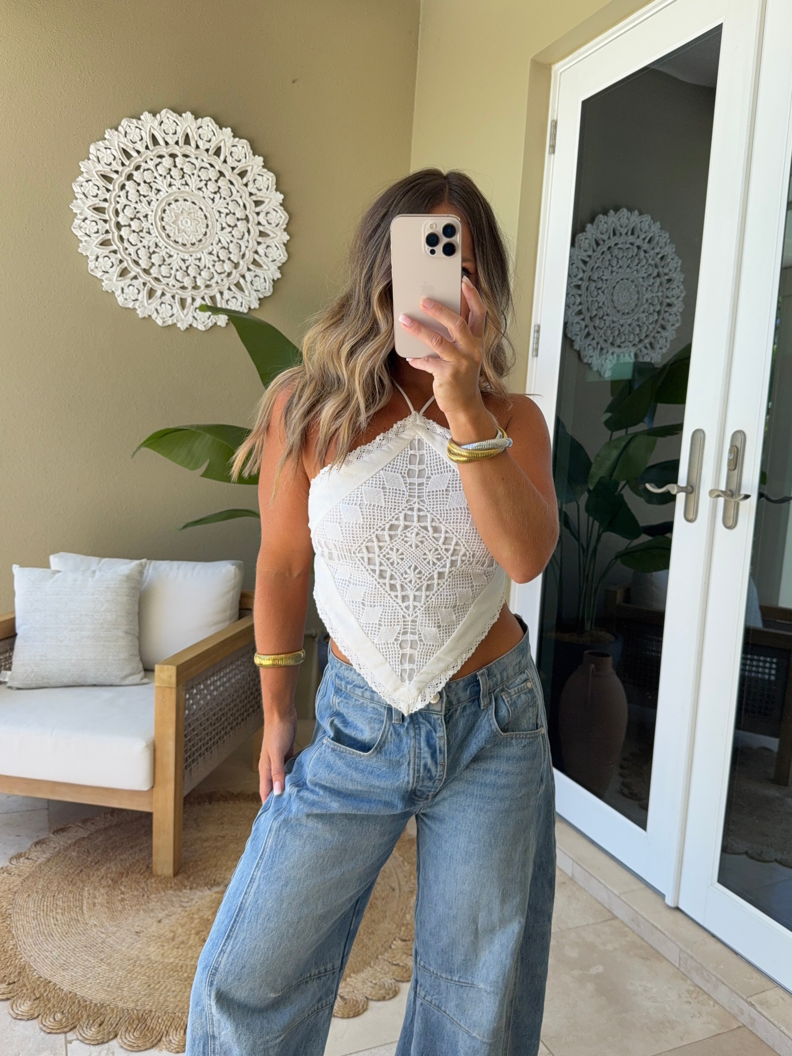 Sadie Crochet Halter Top White