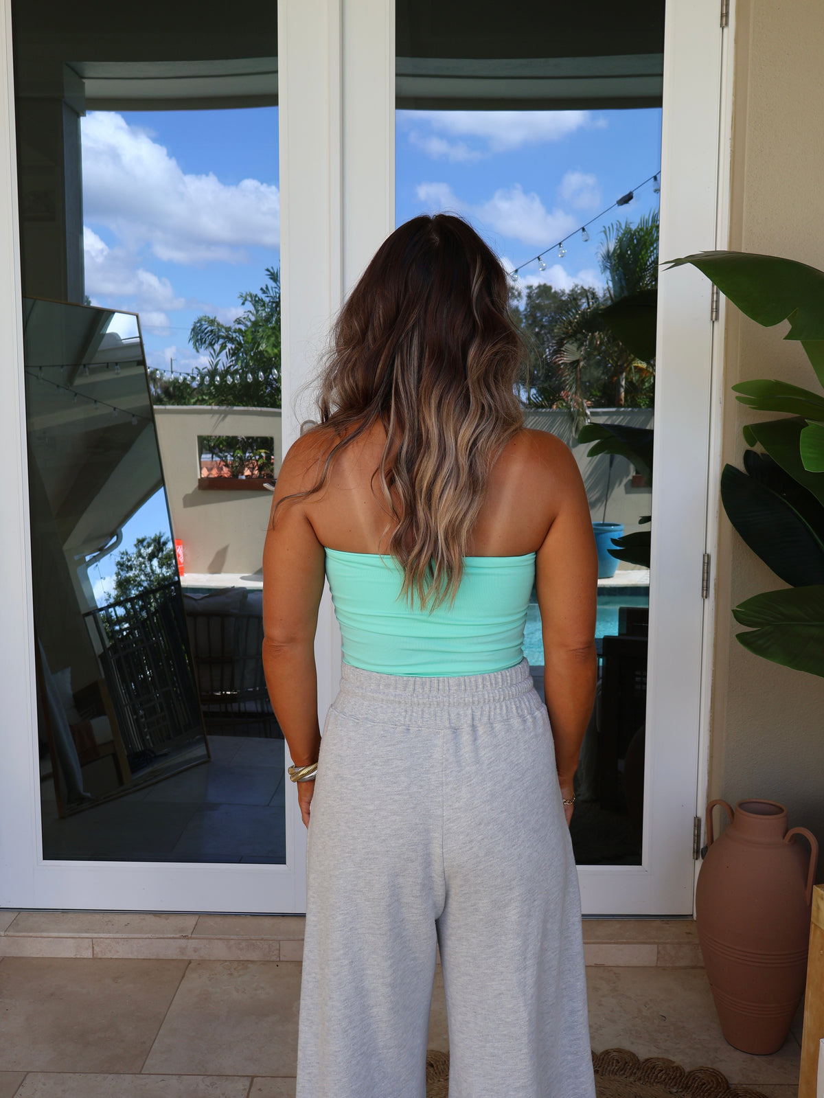 Afternoon Tube Top Aqua