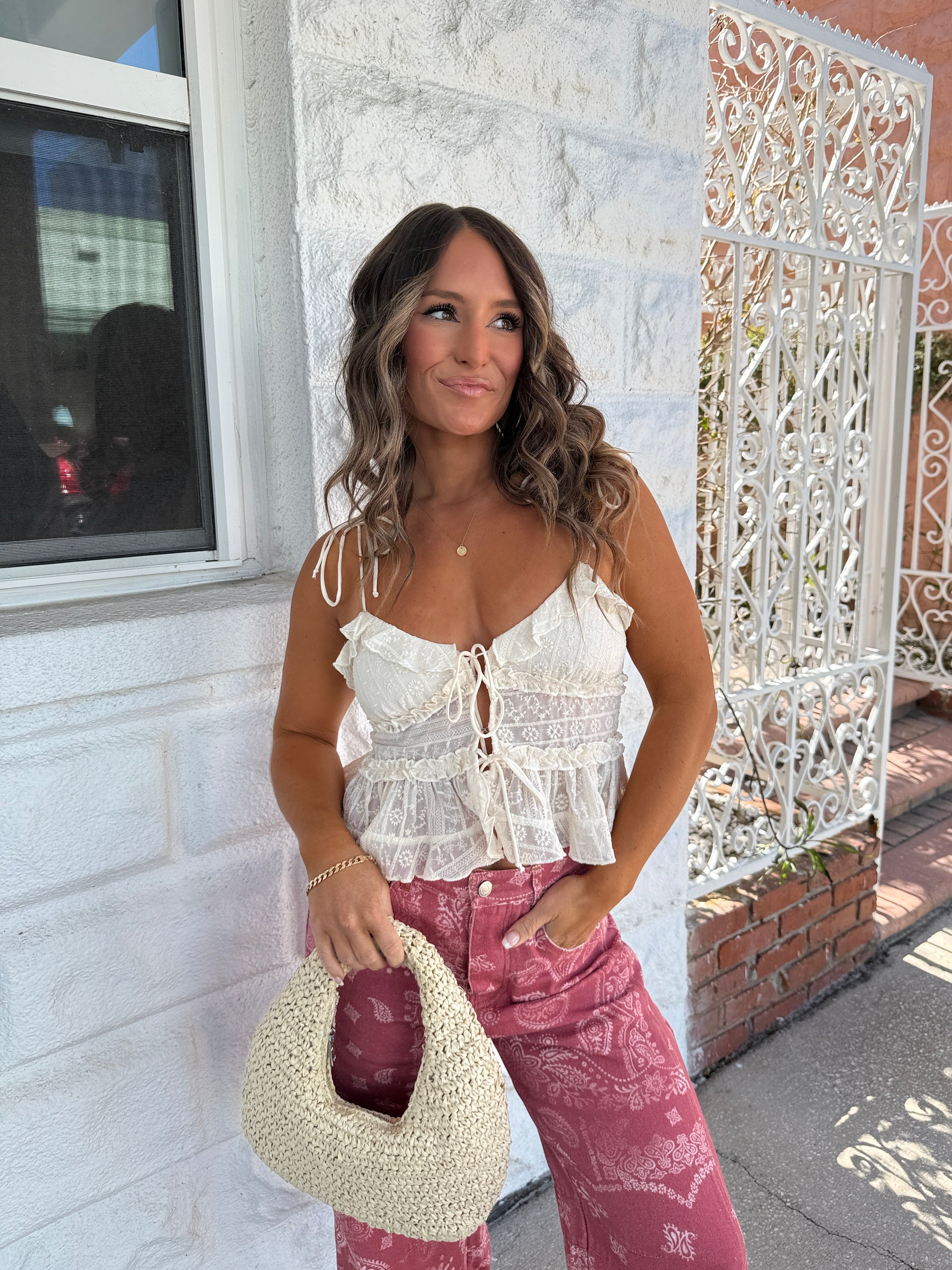 Dew Kissed Ruffle Top Ivory
