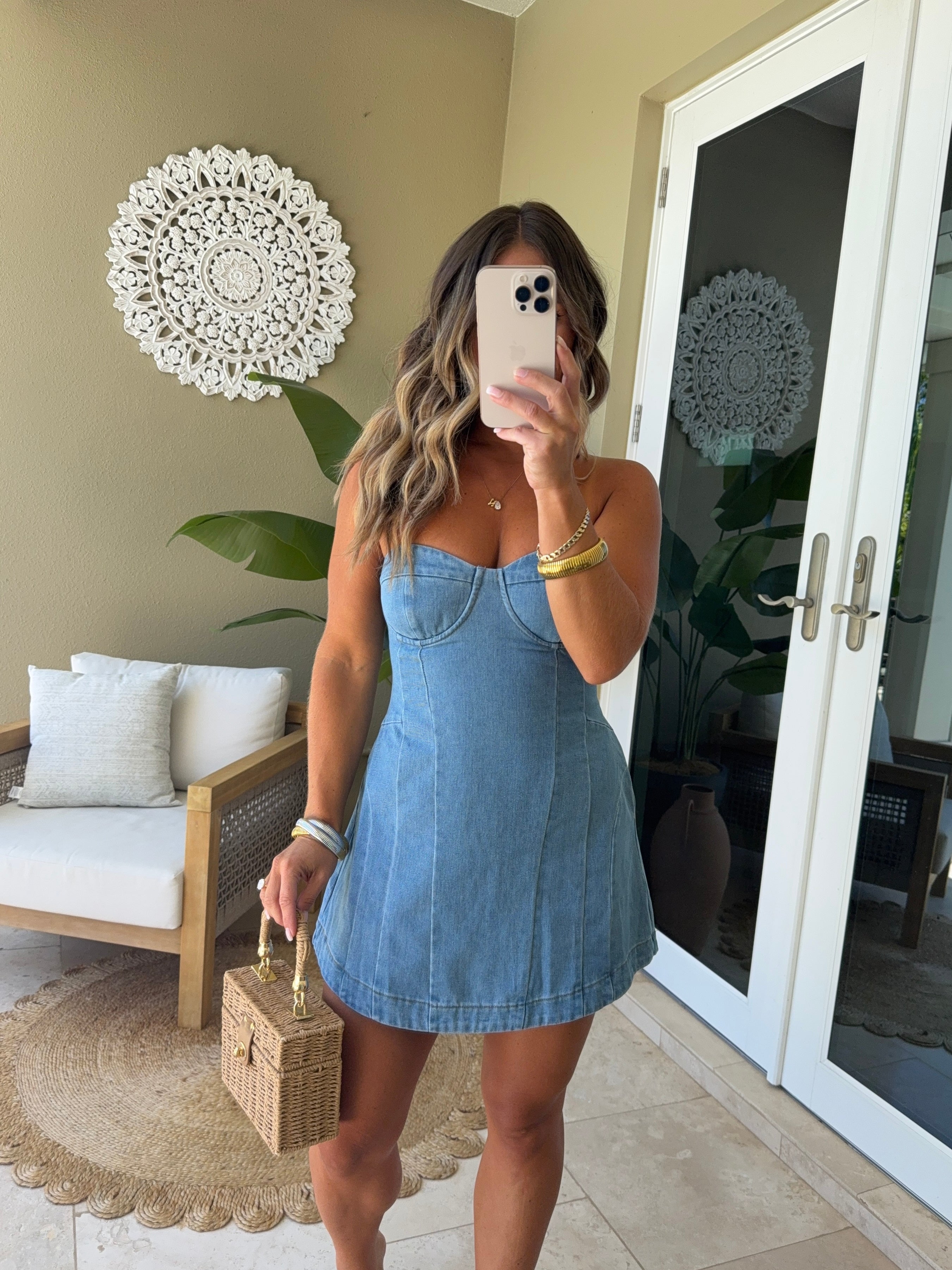 Denim Darling Mini Romper Dress