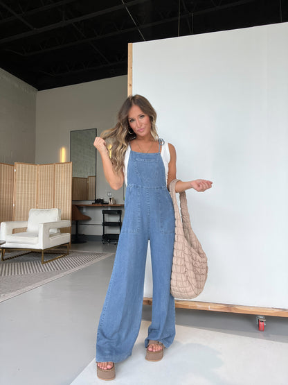 Farrah Tencel Wide Leg Overalls