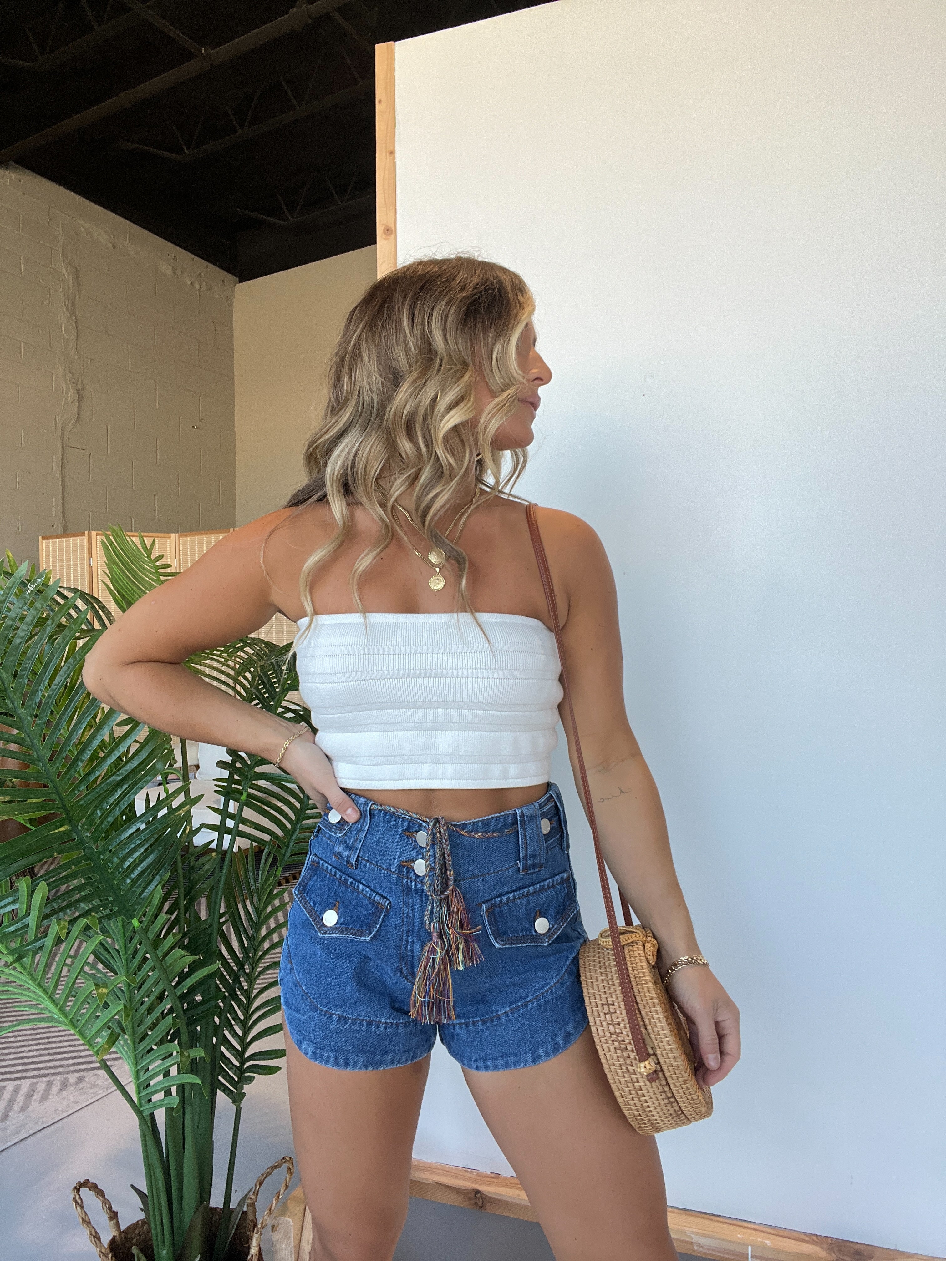 70's Gal High Waisted Shorts Dark Denim