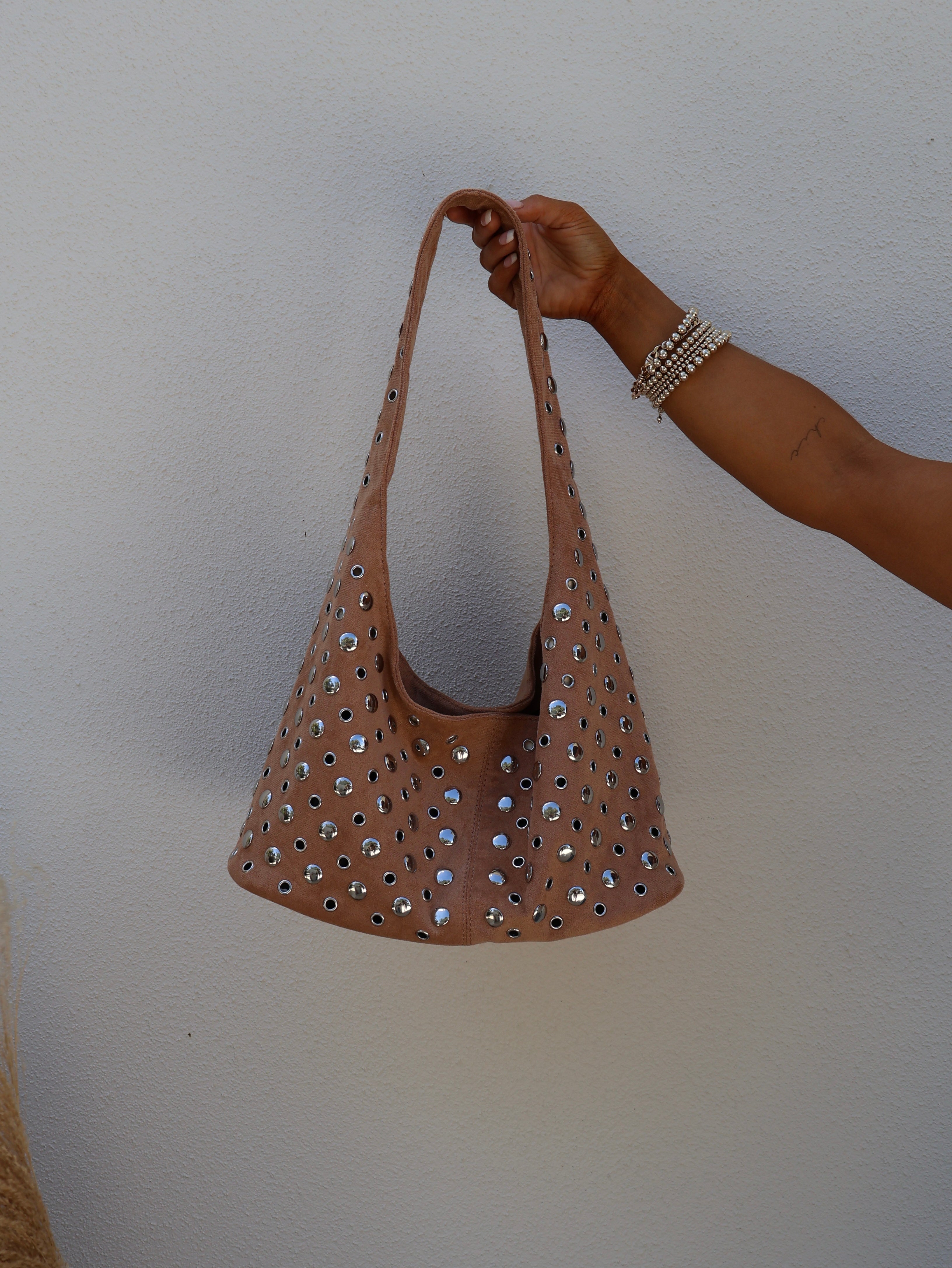 Veronica Studded Shoulder Bag Khaki