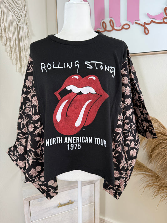 Rolling Stones Mix & Match Tee Black Floral