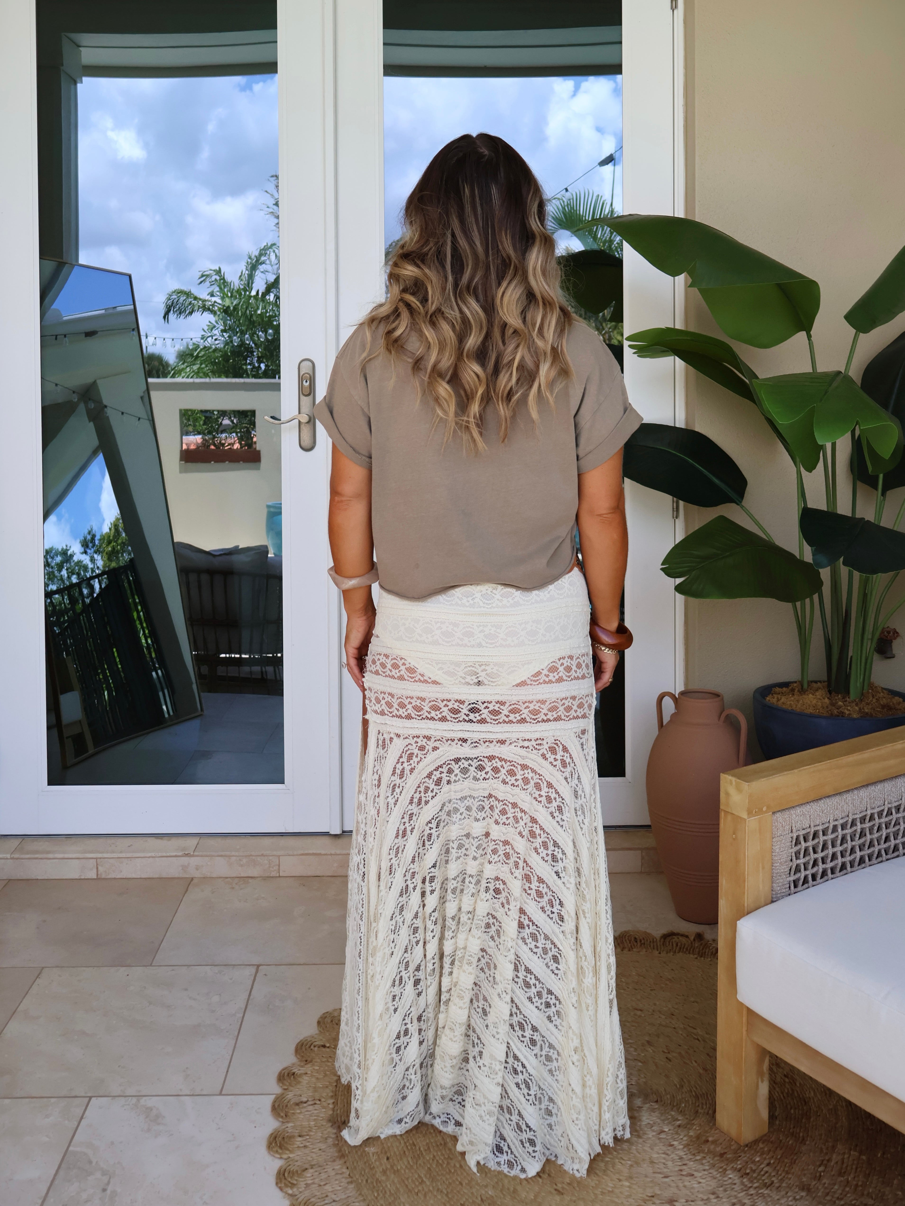 Ainsley Lace Maxi Skirt Cream