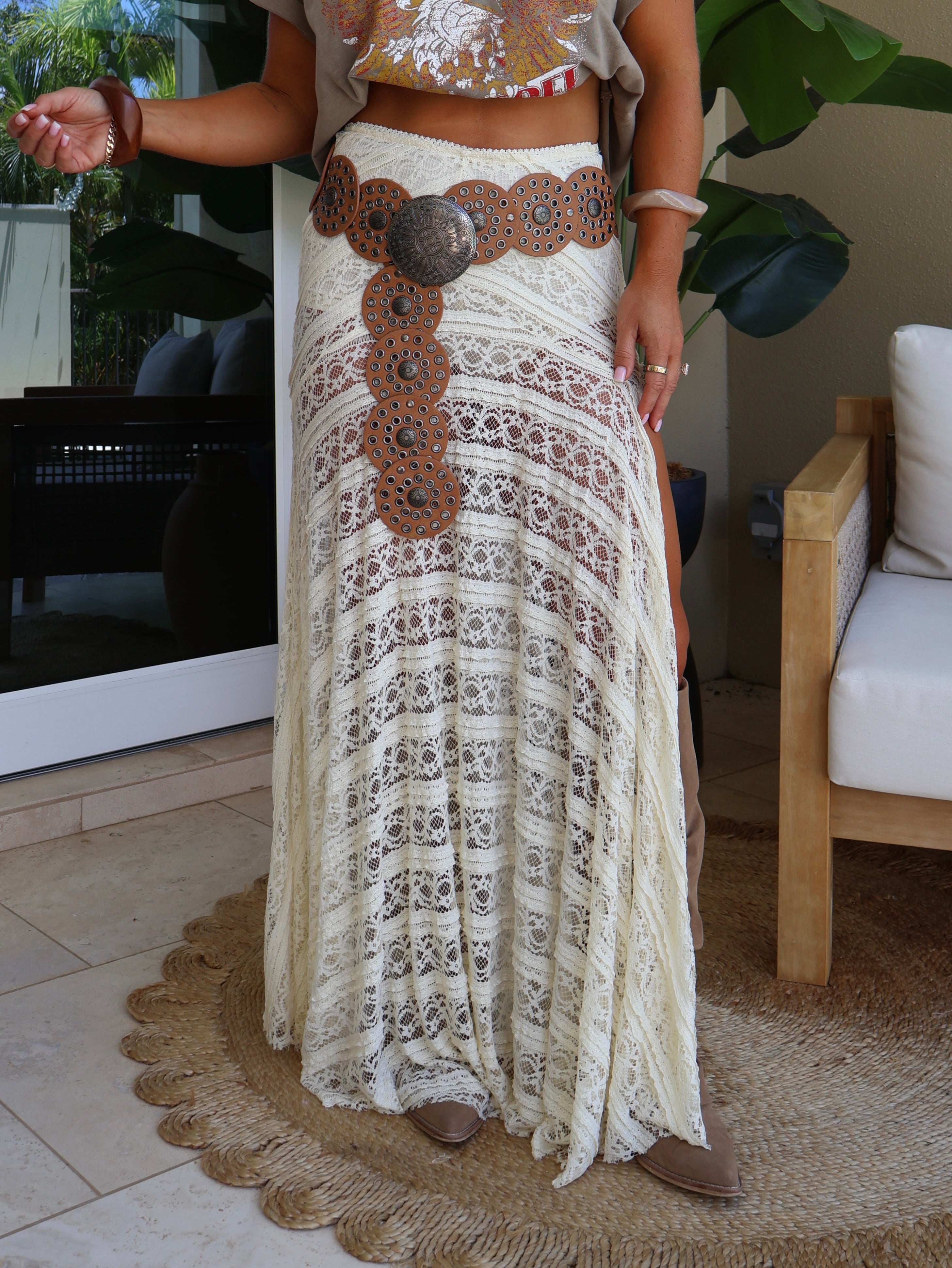 Ainsley Lace Maxi Skirt Cream
