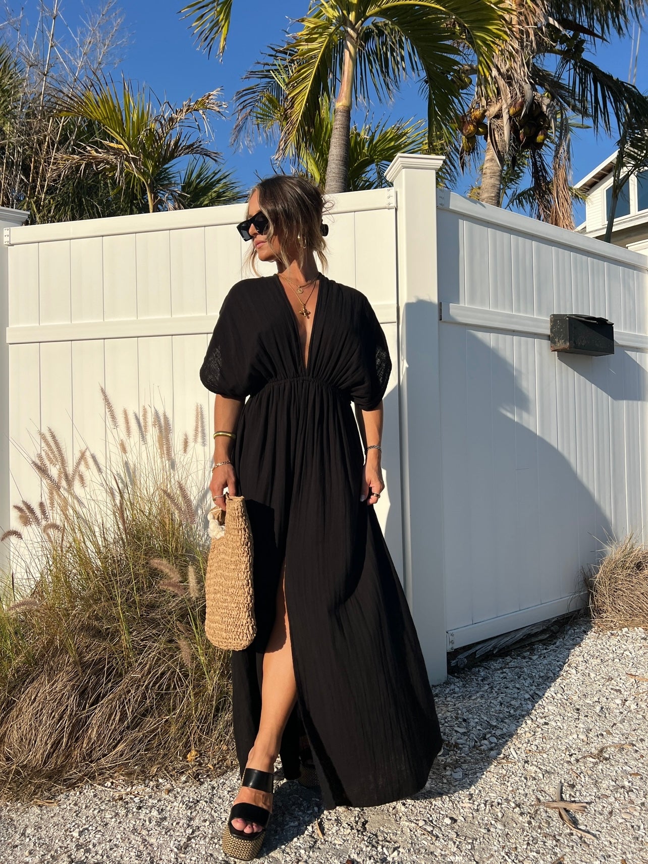 Breezy Blooms Maxi Dress Black