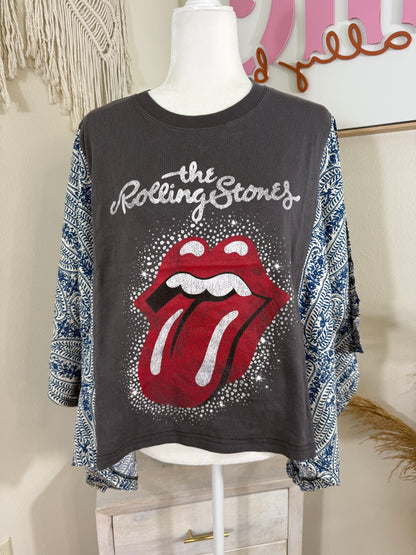 The Rolling Stones Mix & Match Tee Grey Blue Floral