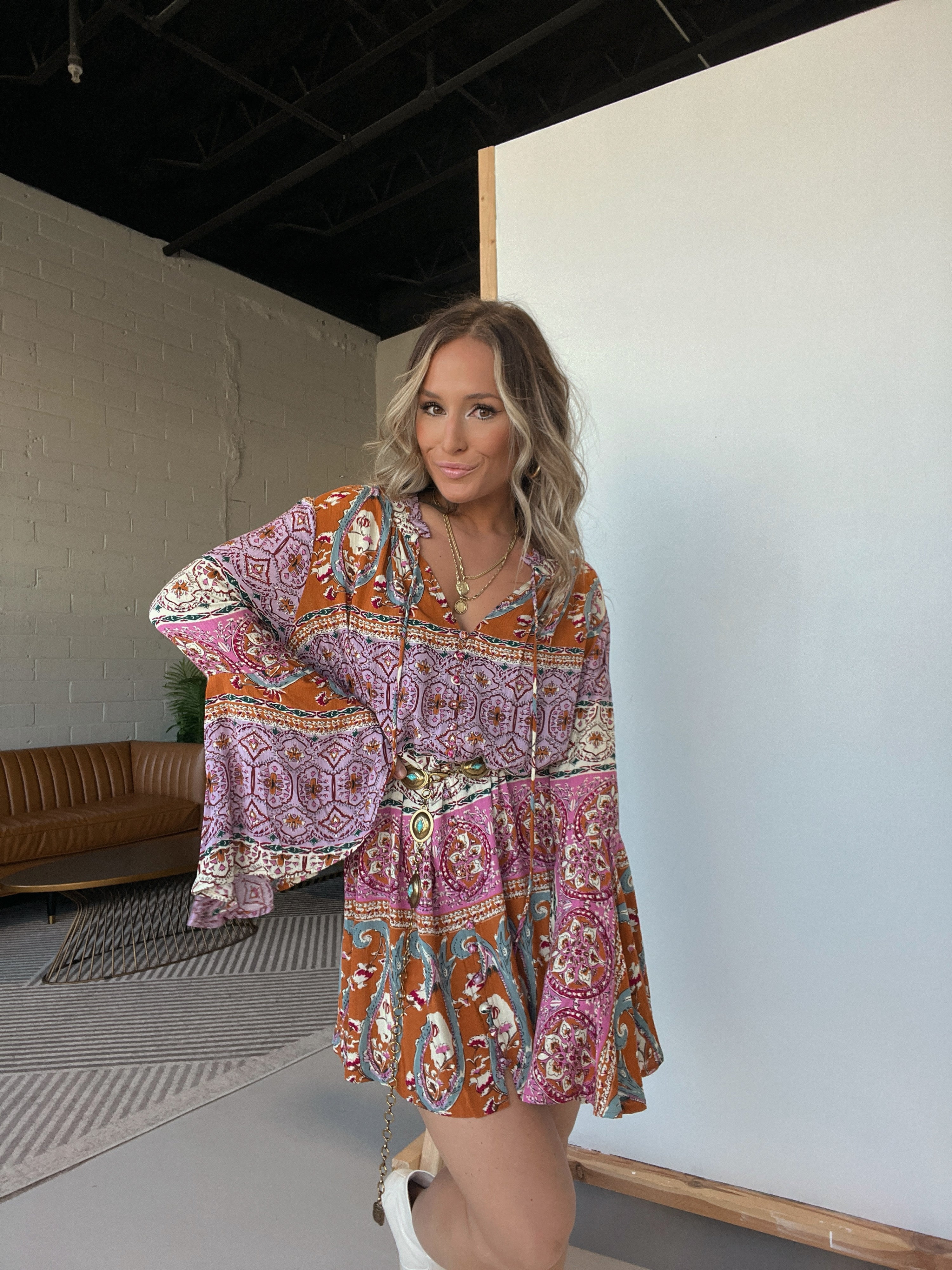 Alexandra Boho Flare Sleeve Dress