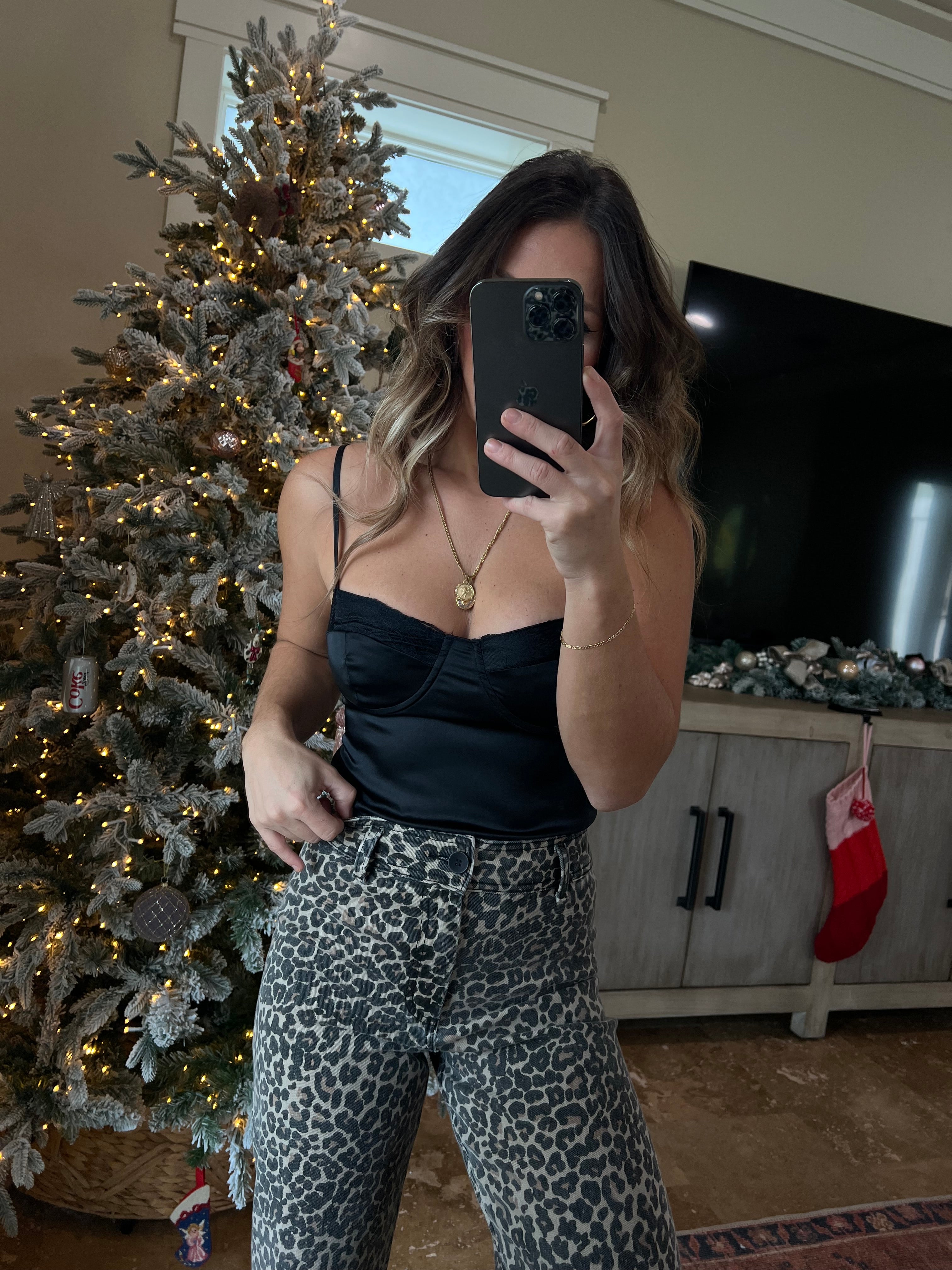 New Years Trip Satin Mini Top Black