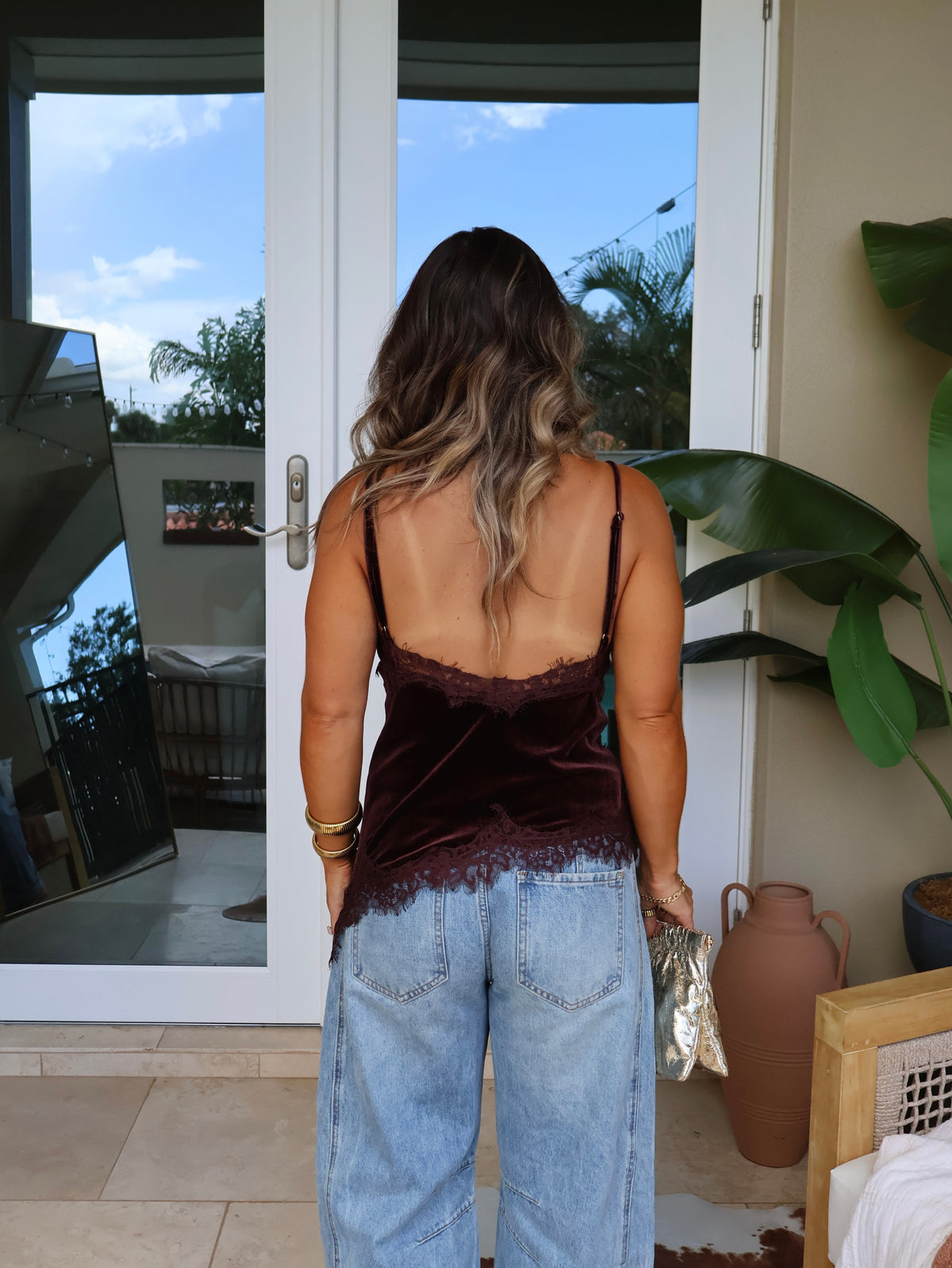 Velvet Crush Asymmetrical Tank Brown