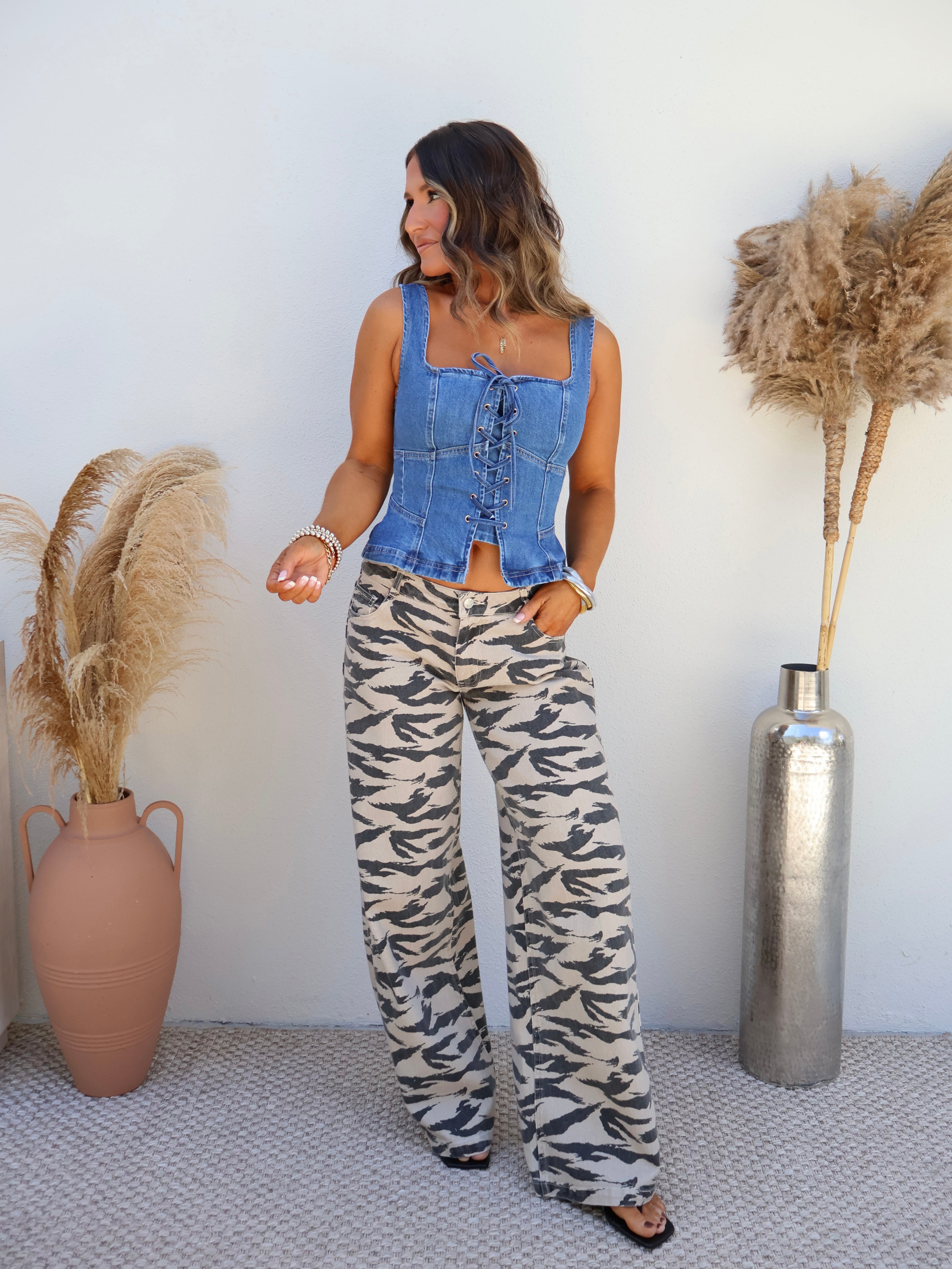 Wild Gal Denim Pants Zebra