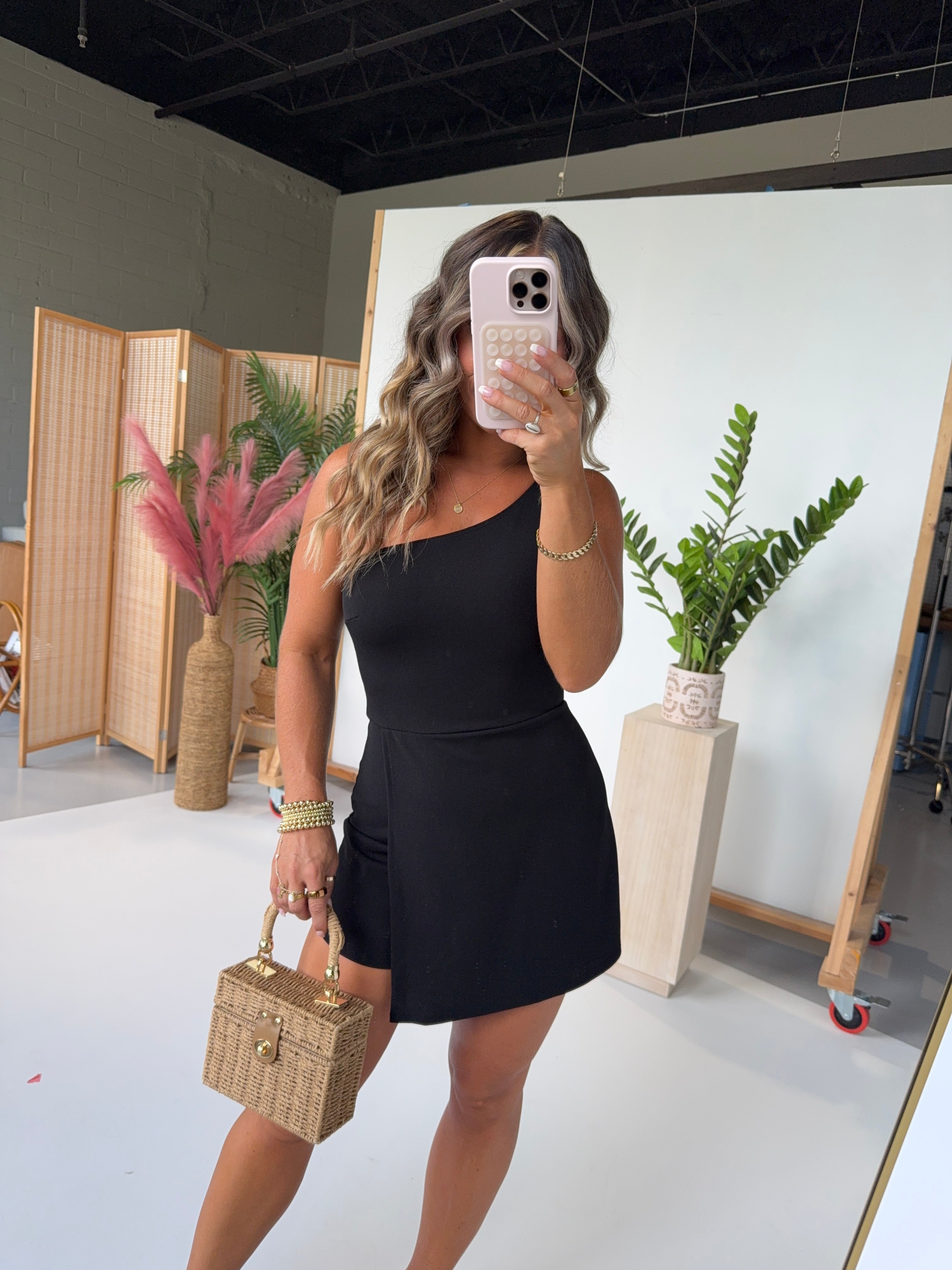 Deeply Rooted One Shoulder Romper Black
