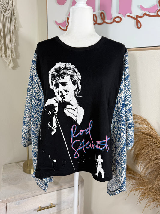 Rod Stewert Mix & Match Tee Black Blue Floral
