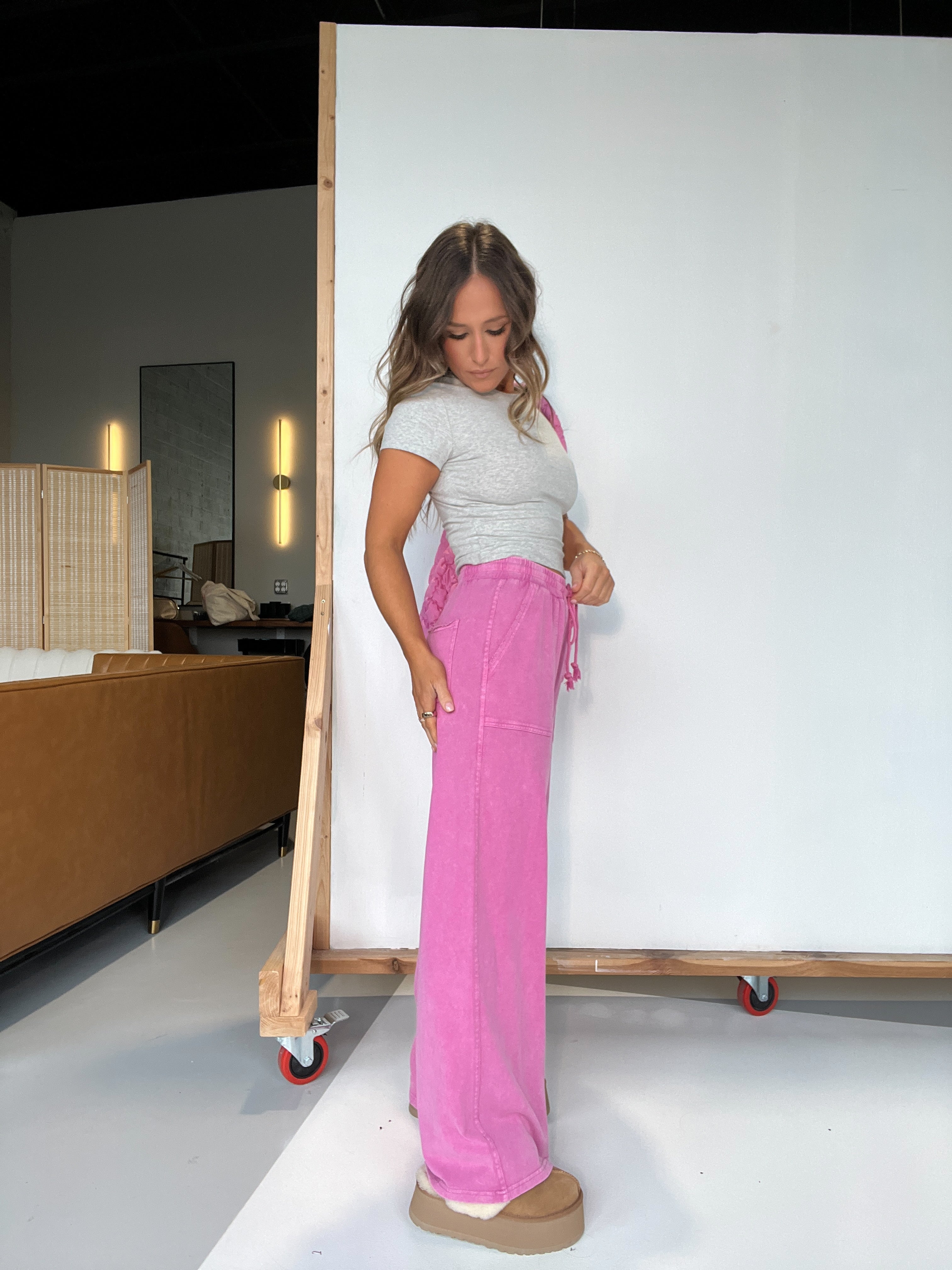Bloome Wide Leg Pants Carnation