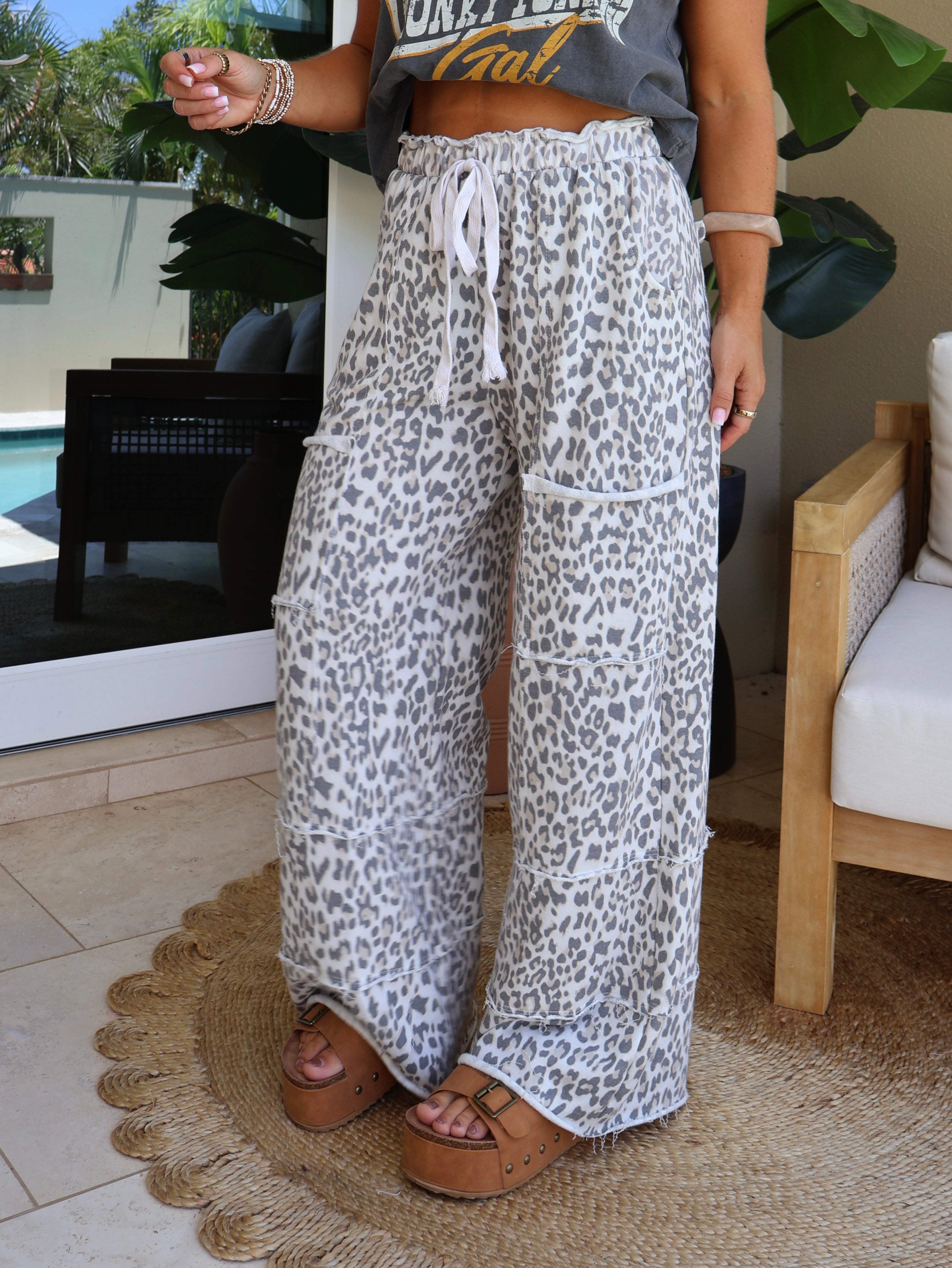 Leopard Trail Lounge Pants Grey Multi