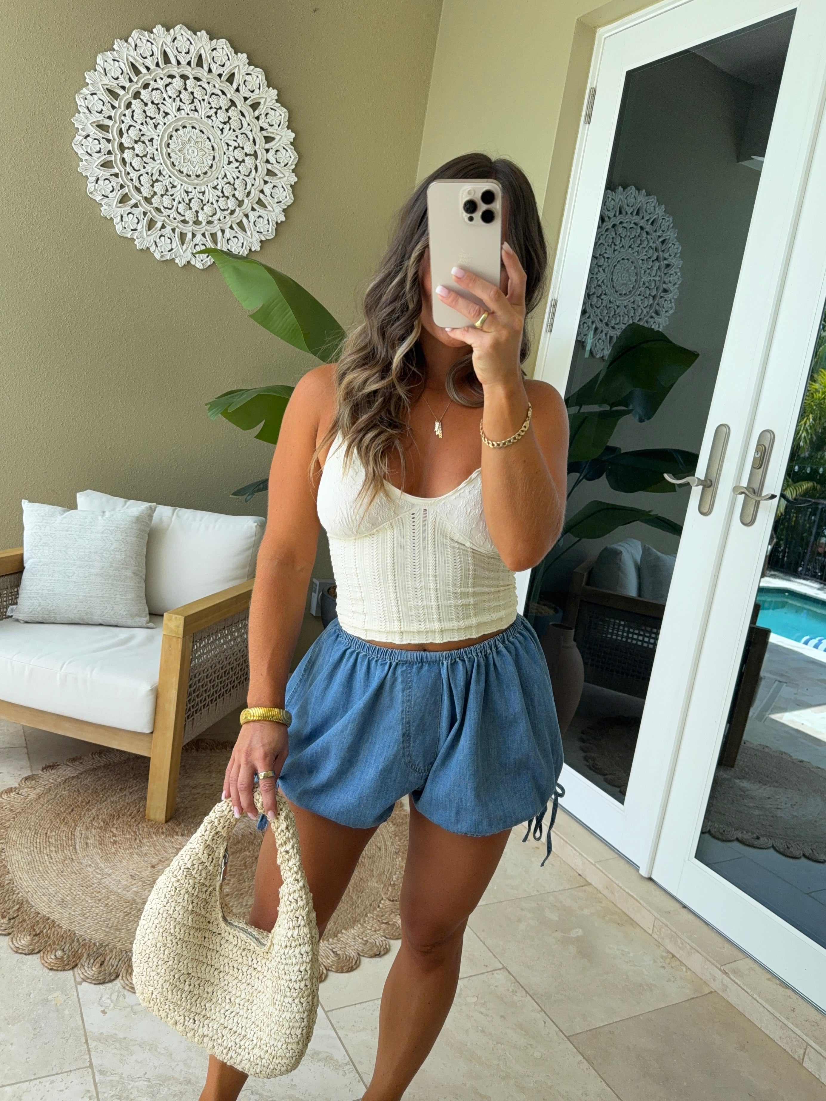Heatwave Bubble Hem Shorts Denim