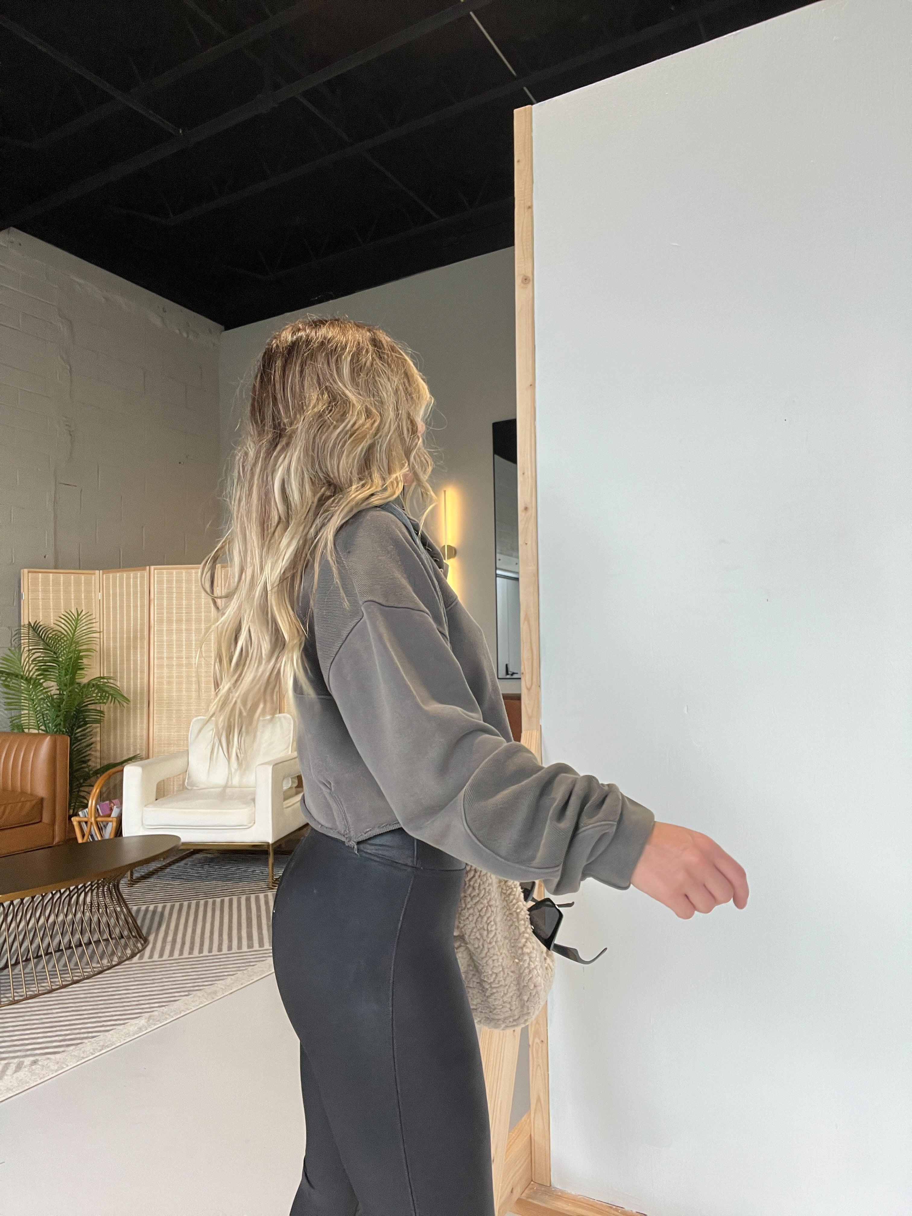 Into You Cropped Hoodie Ash Grey