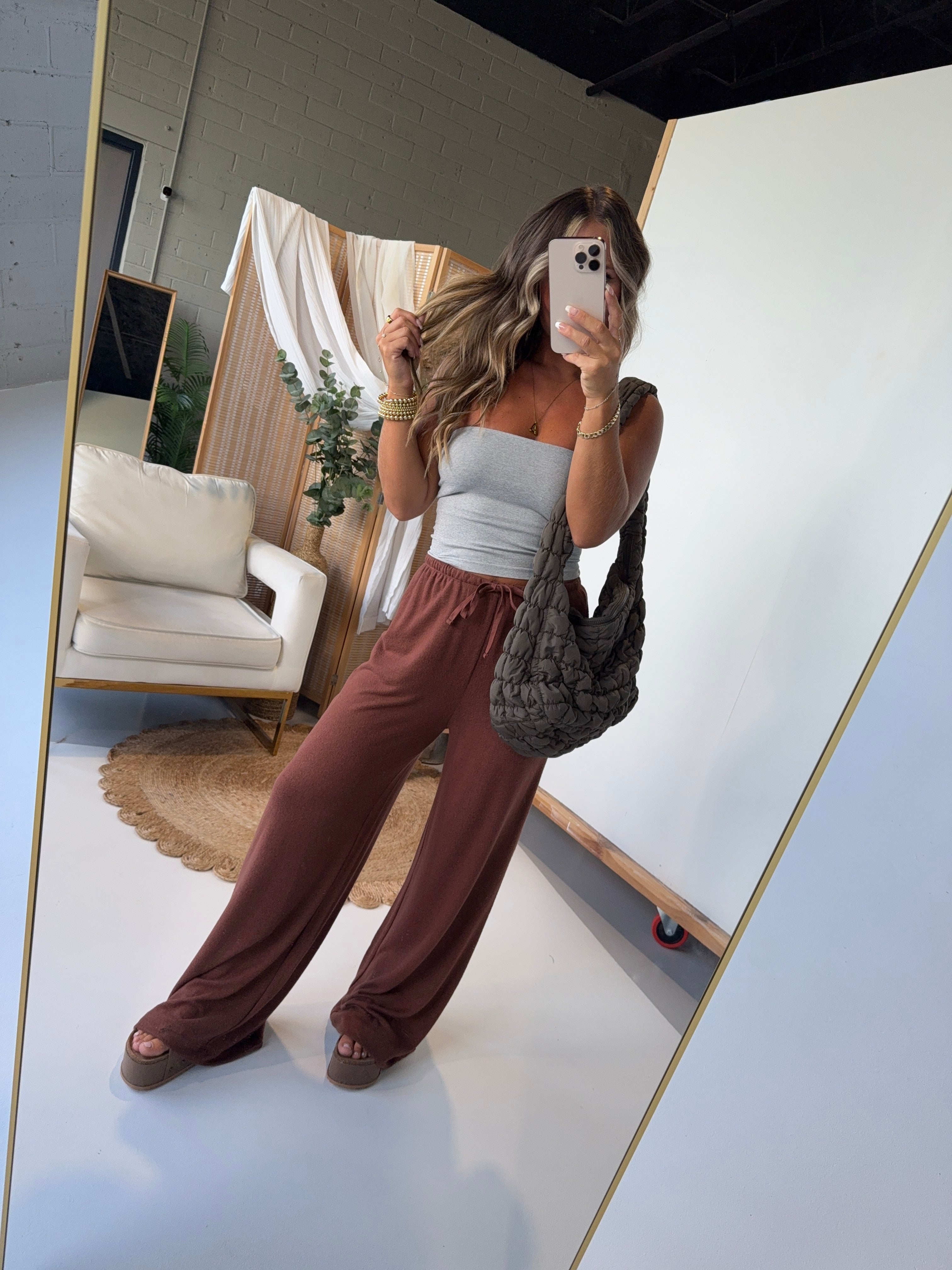 Cloud Nine Lounge Knit Pants Chestnut