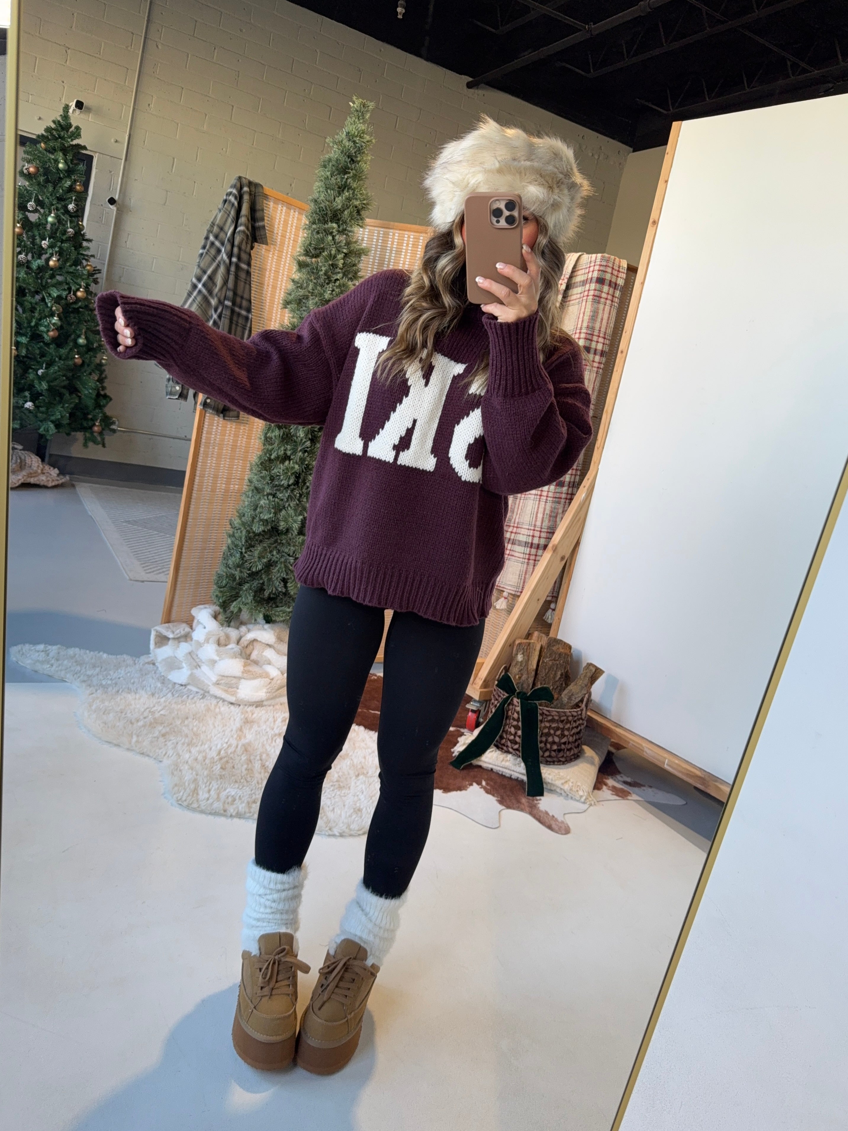 Ski Oversized Knit Sweater Wine