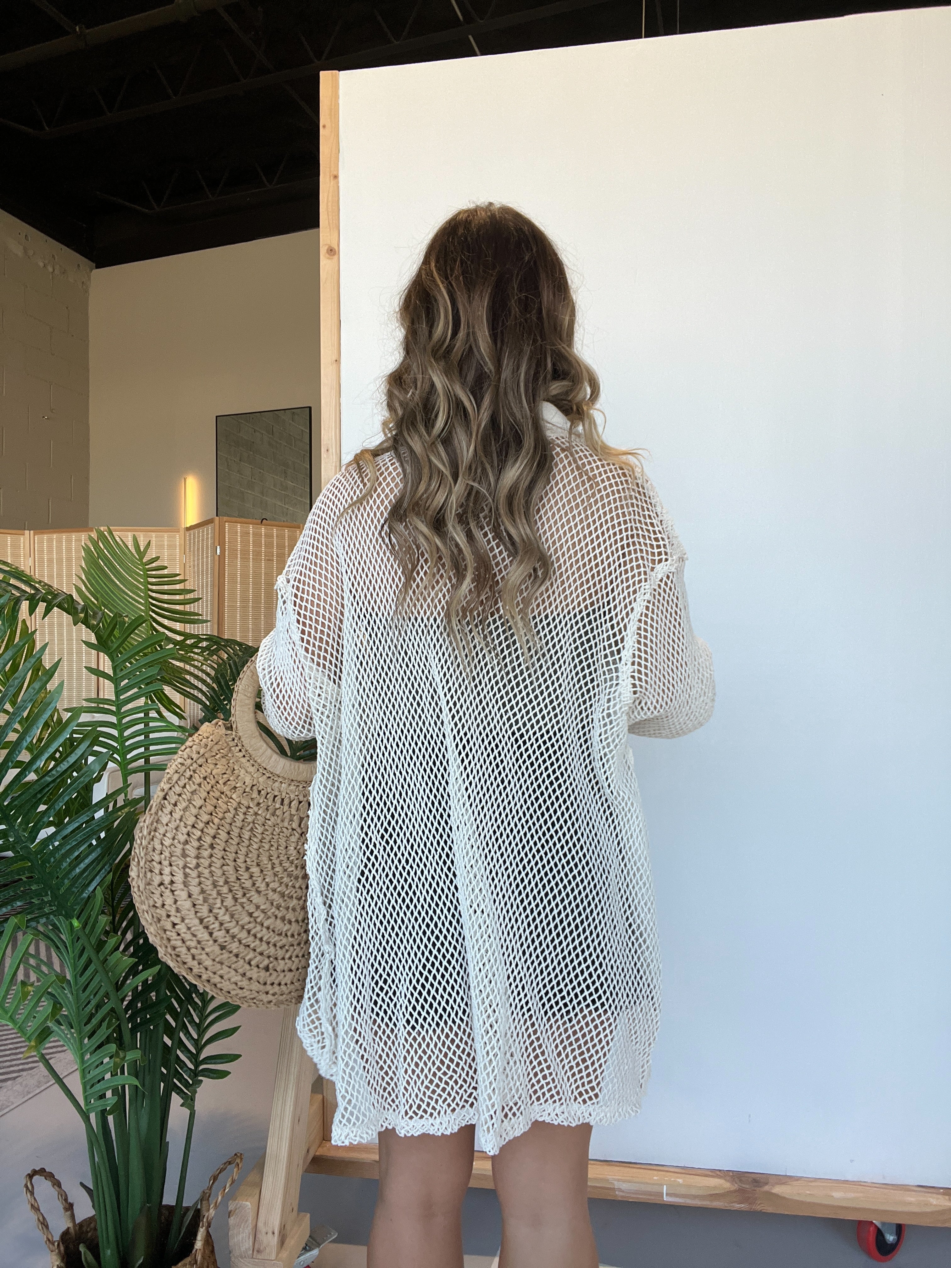On The Water Crochet Button Down Off White