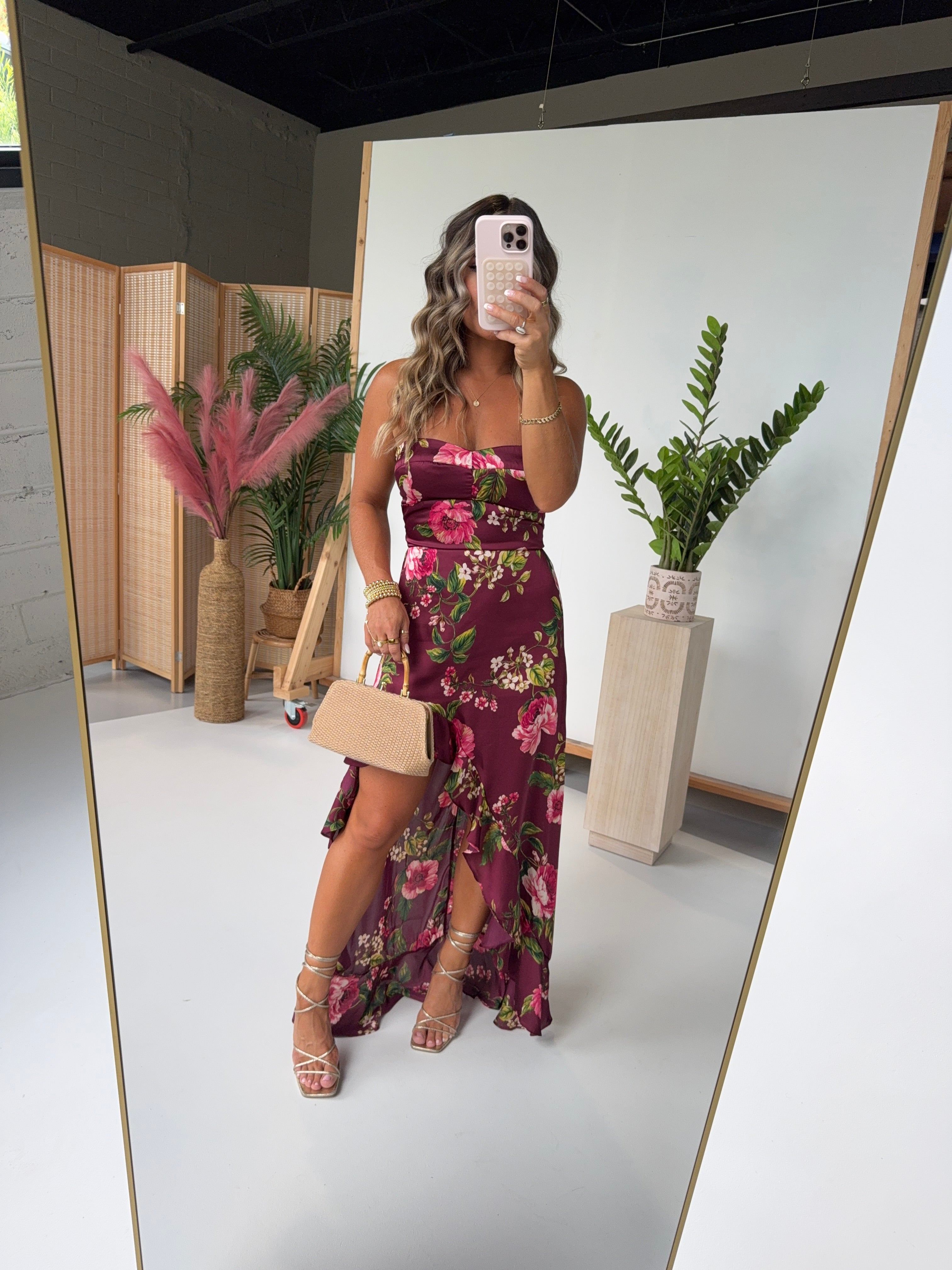 Delicate Timing Maxi Dress Merlot Rose