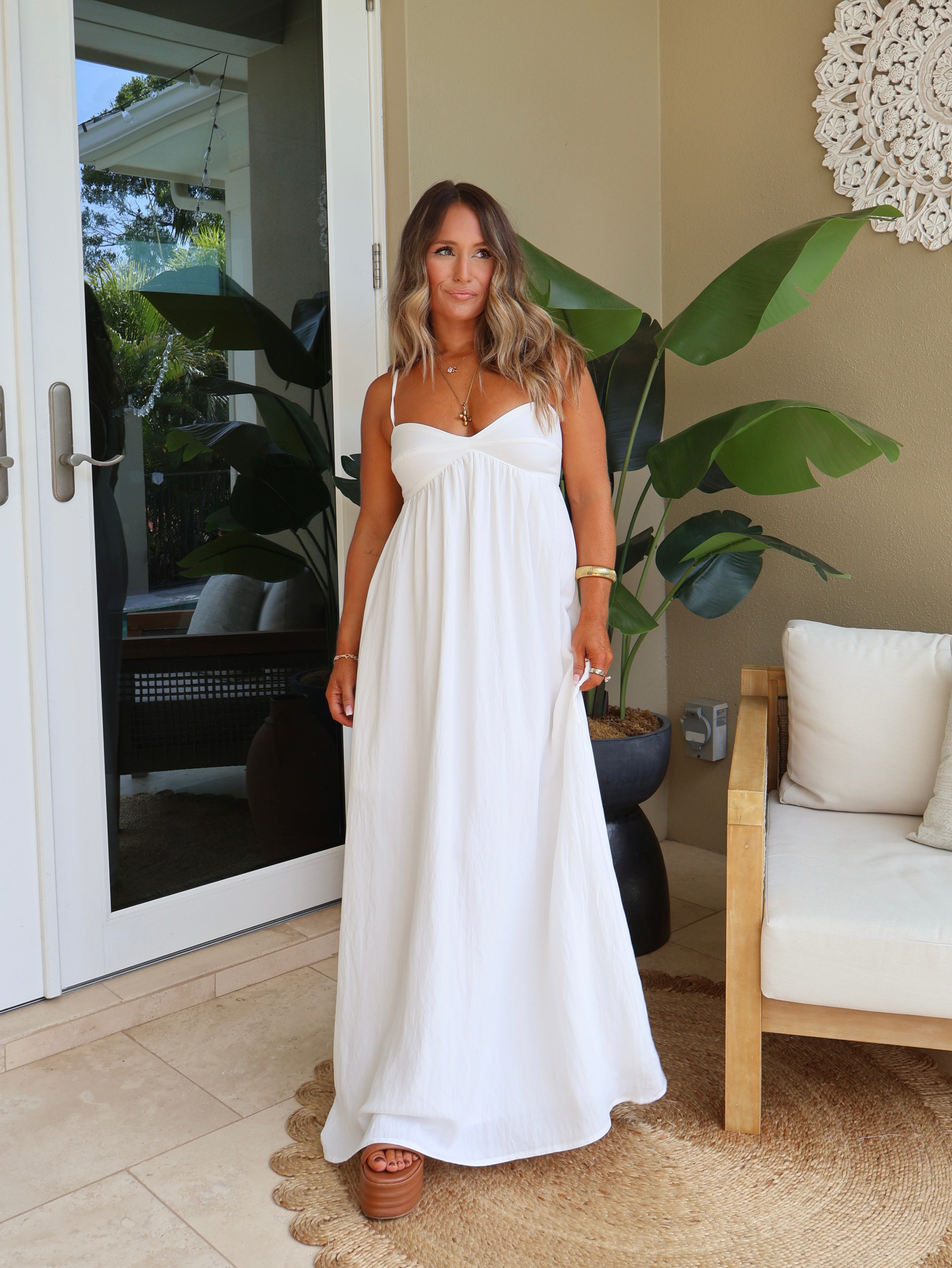 Gianna Empire Maxi Dress White