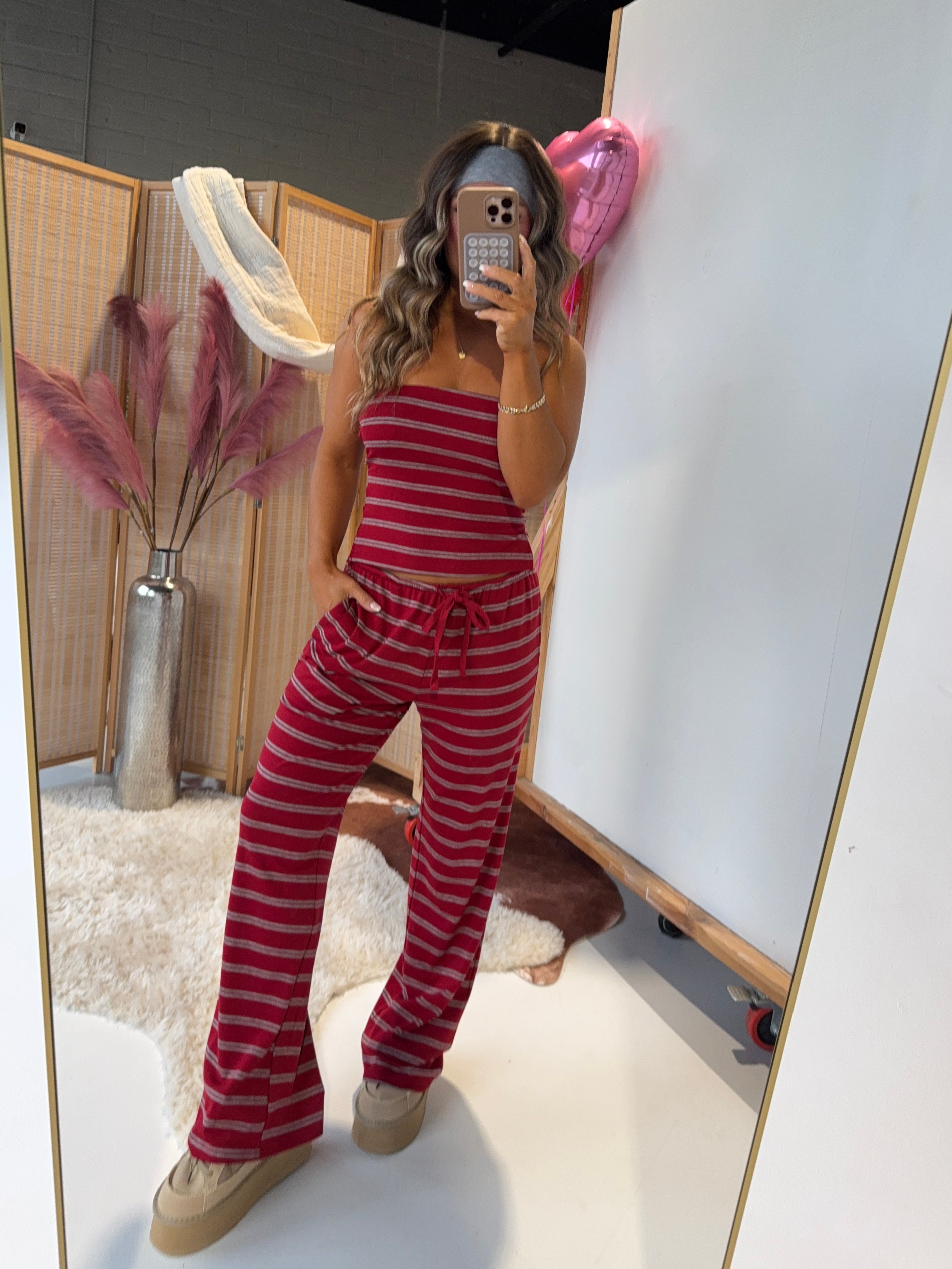 Gimme Your Love Lounge Set Red Stripe