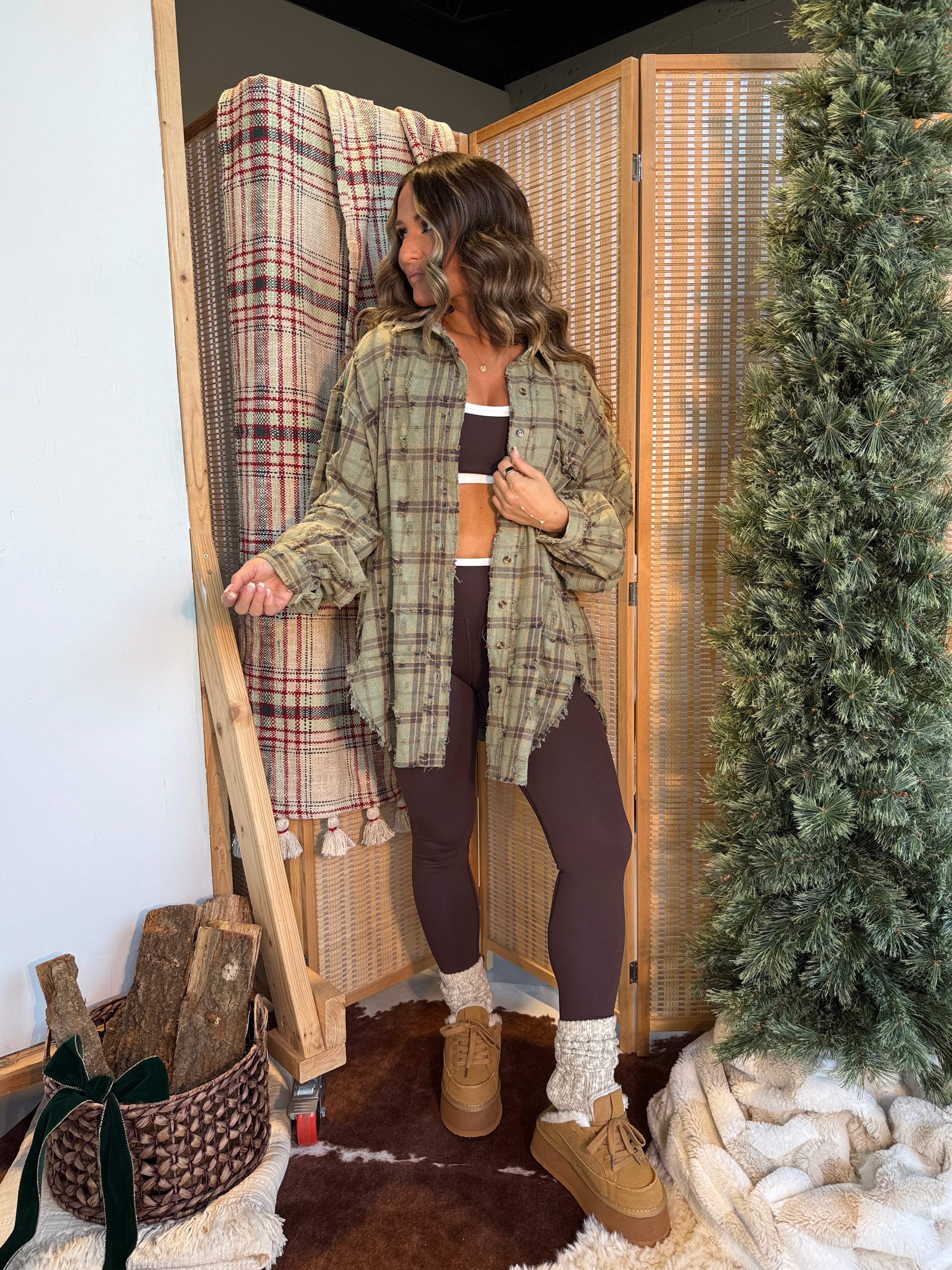 Whispering Pines Flannel Dusty Sage