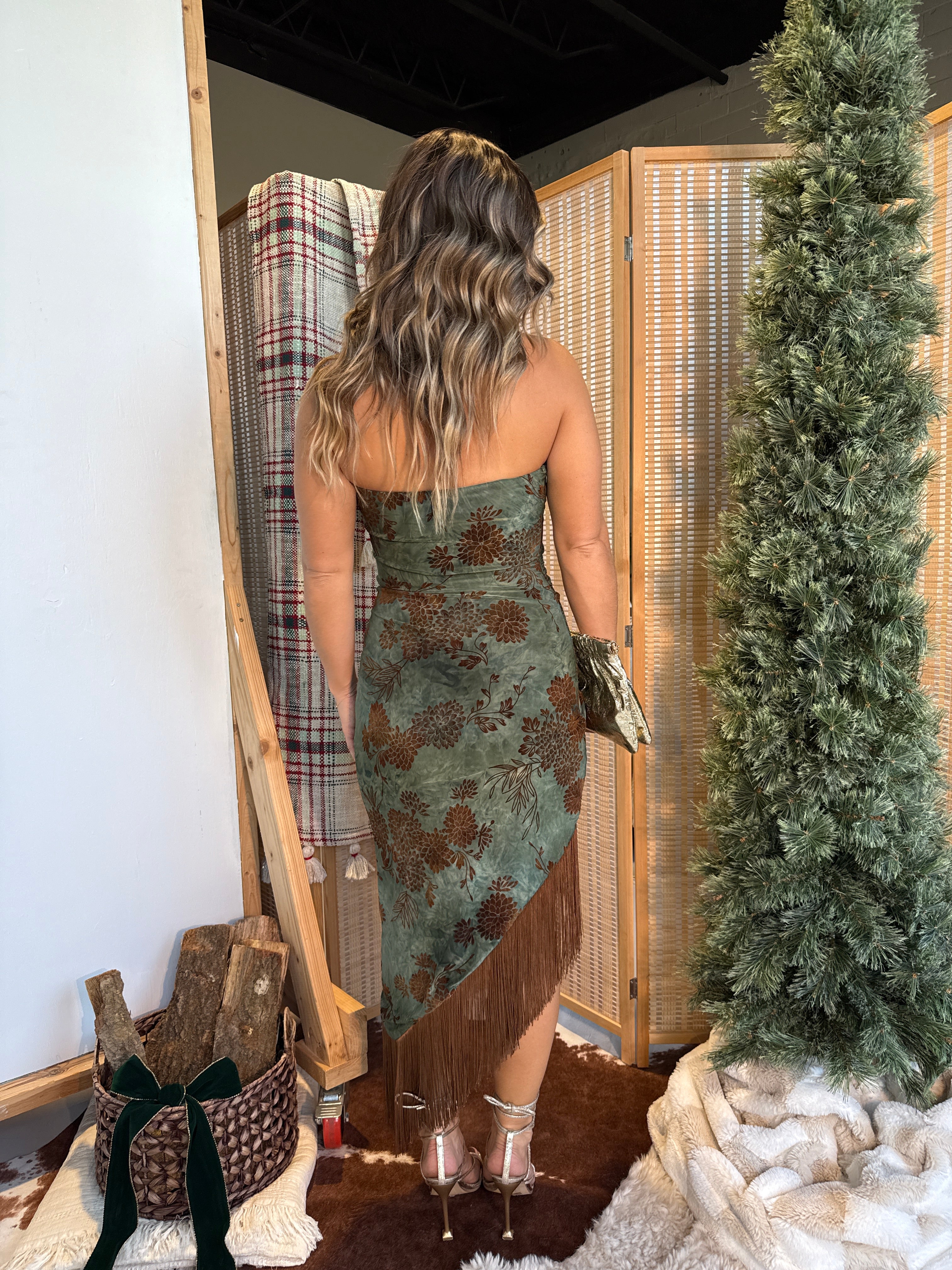 Cocktail Hour Asymmetrical Fringe Dress