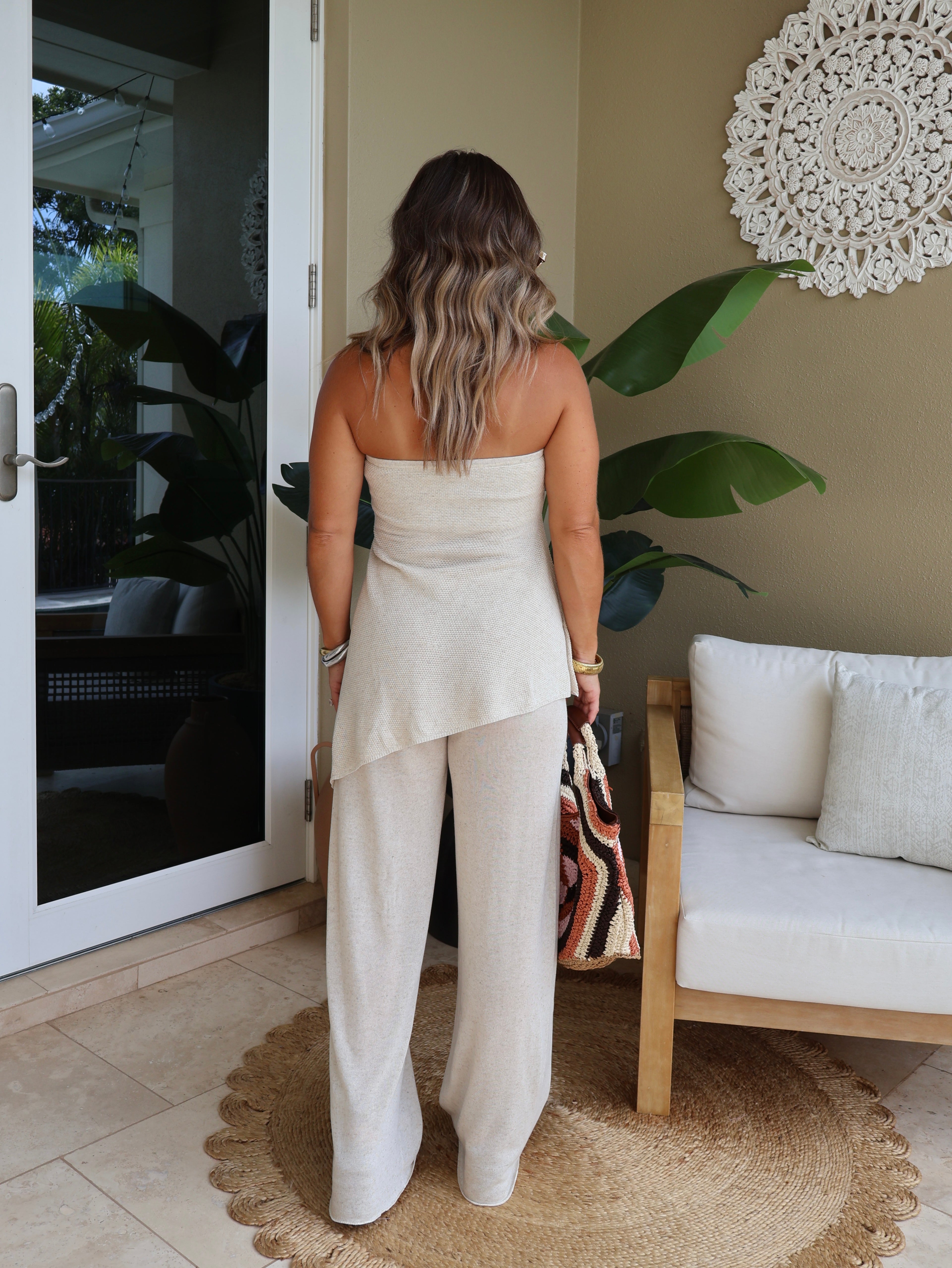 Jasmine Asymmetrical Pants Set Oatmeal