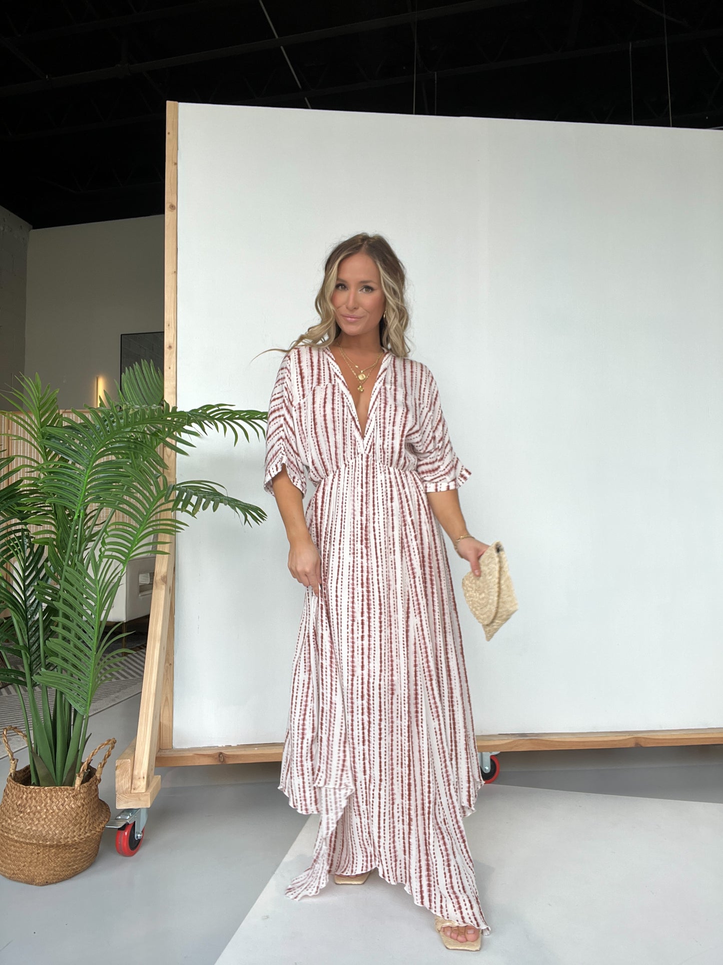 All I Need Printed Maxi Dress Ivory Brown