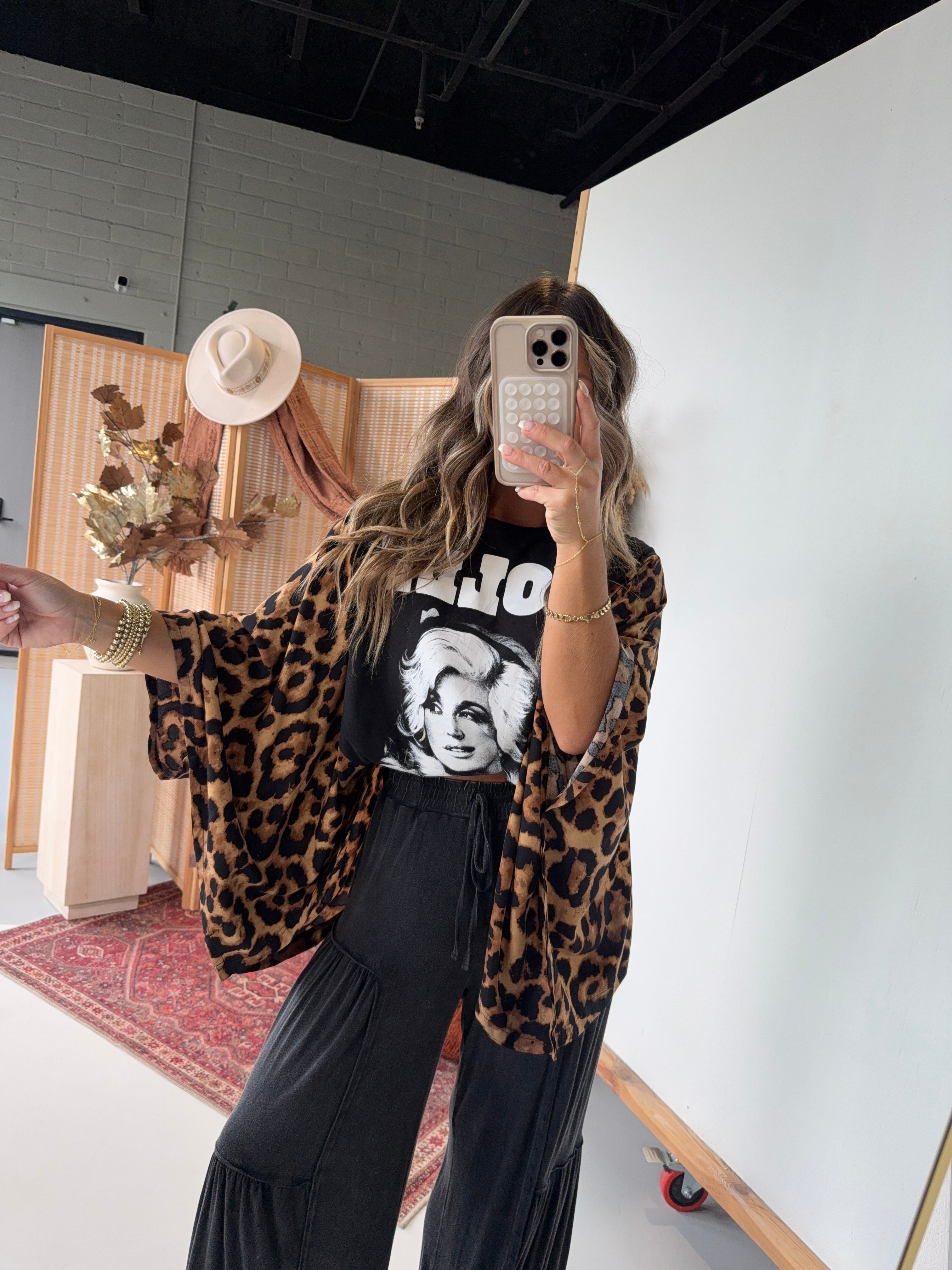 Dolly Parton Mix & Match Tee Black Cheetah