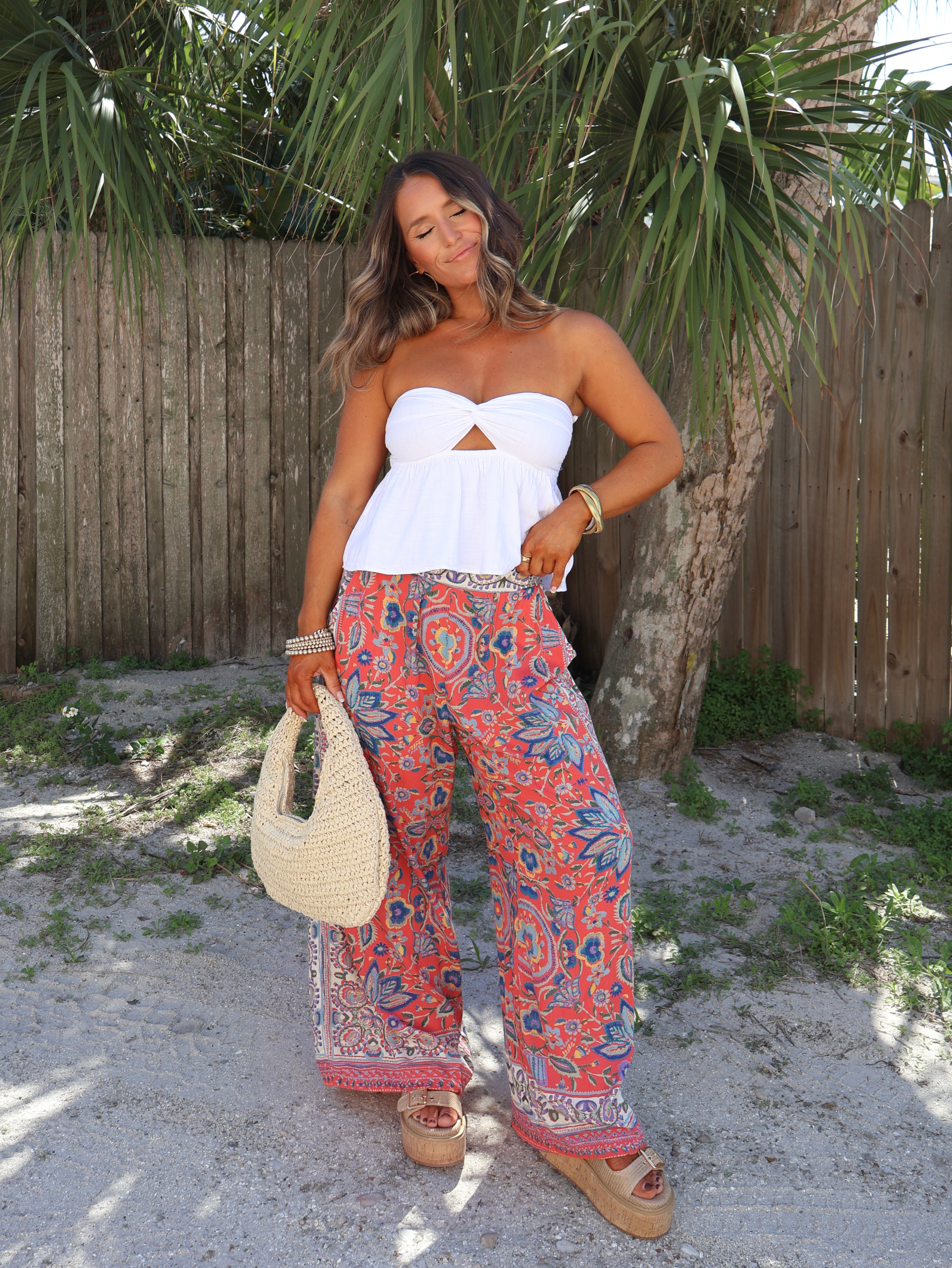 Freshly Picked Boho Pants Red Multi