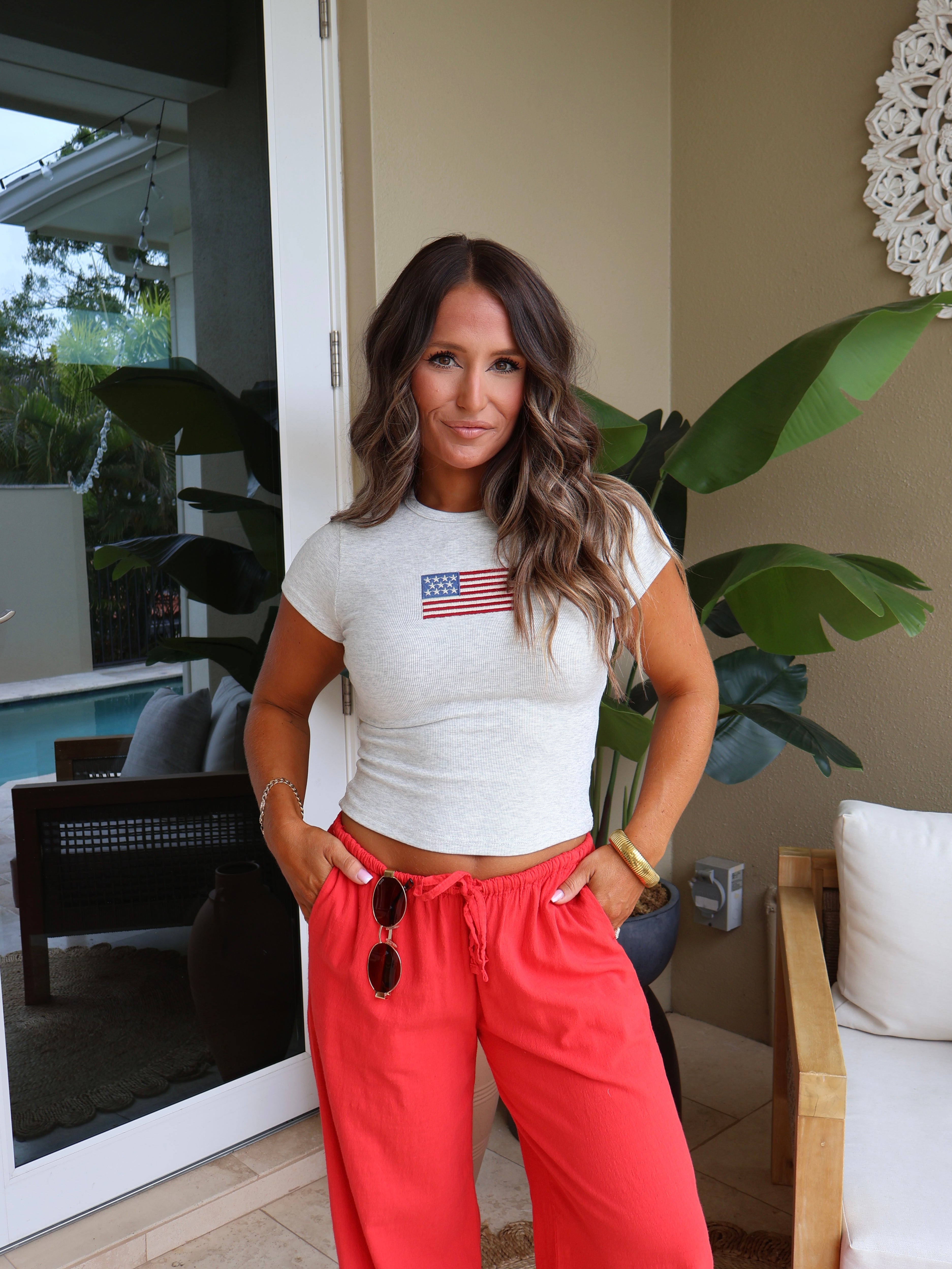 Americana Baby Tee Heather Grey