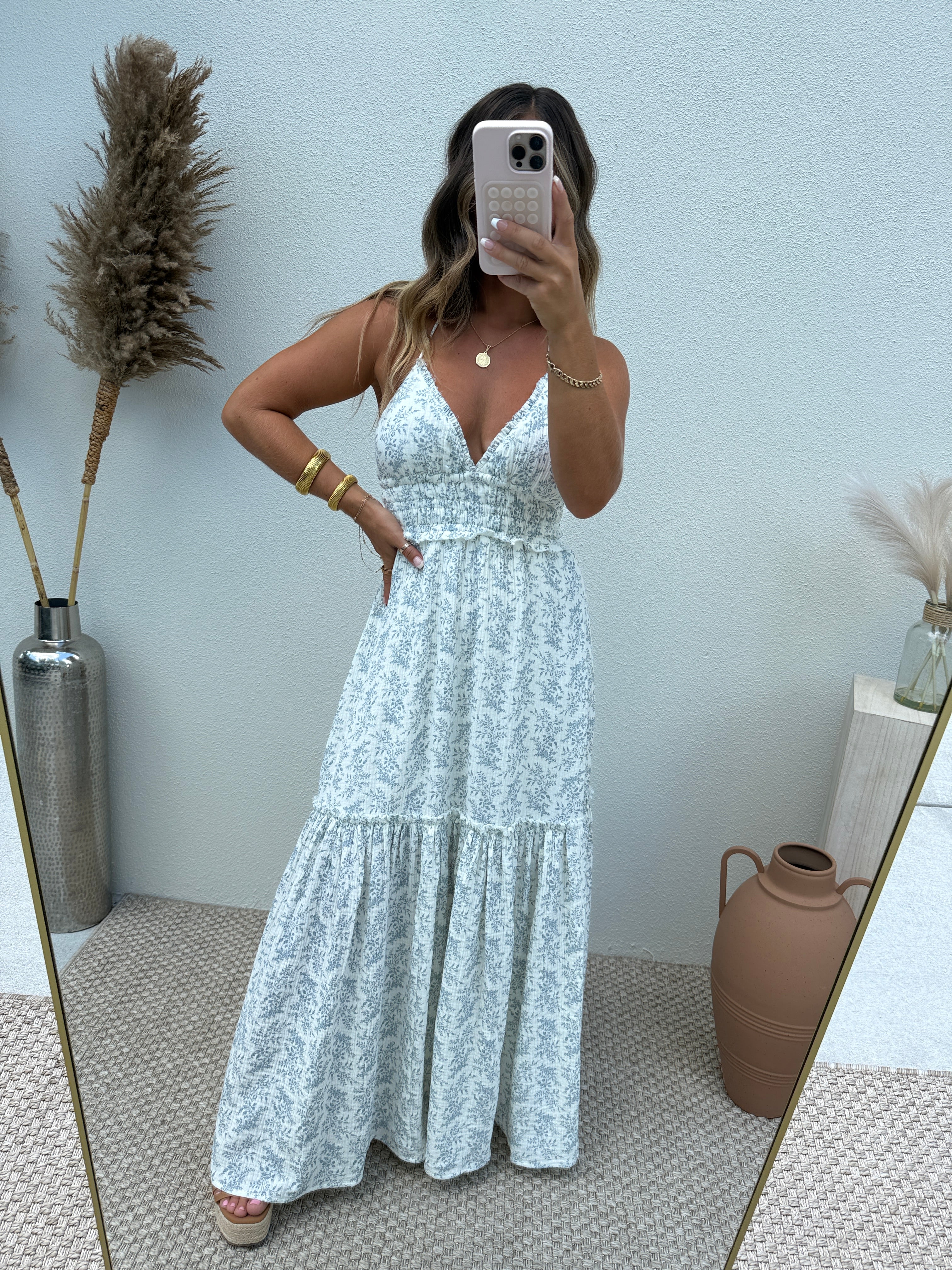 Eucalyptus Haze Maxi Dress Blue Multi
