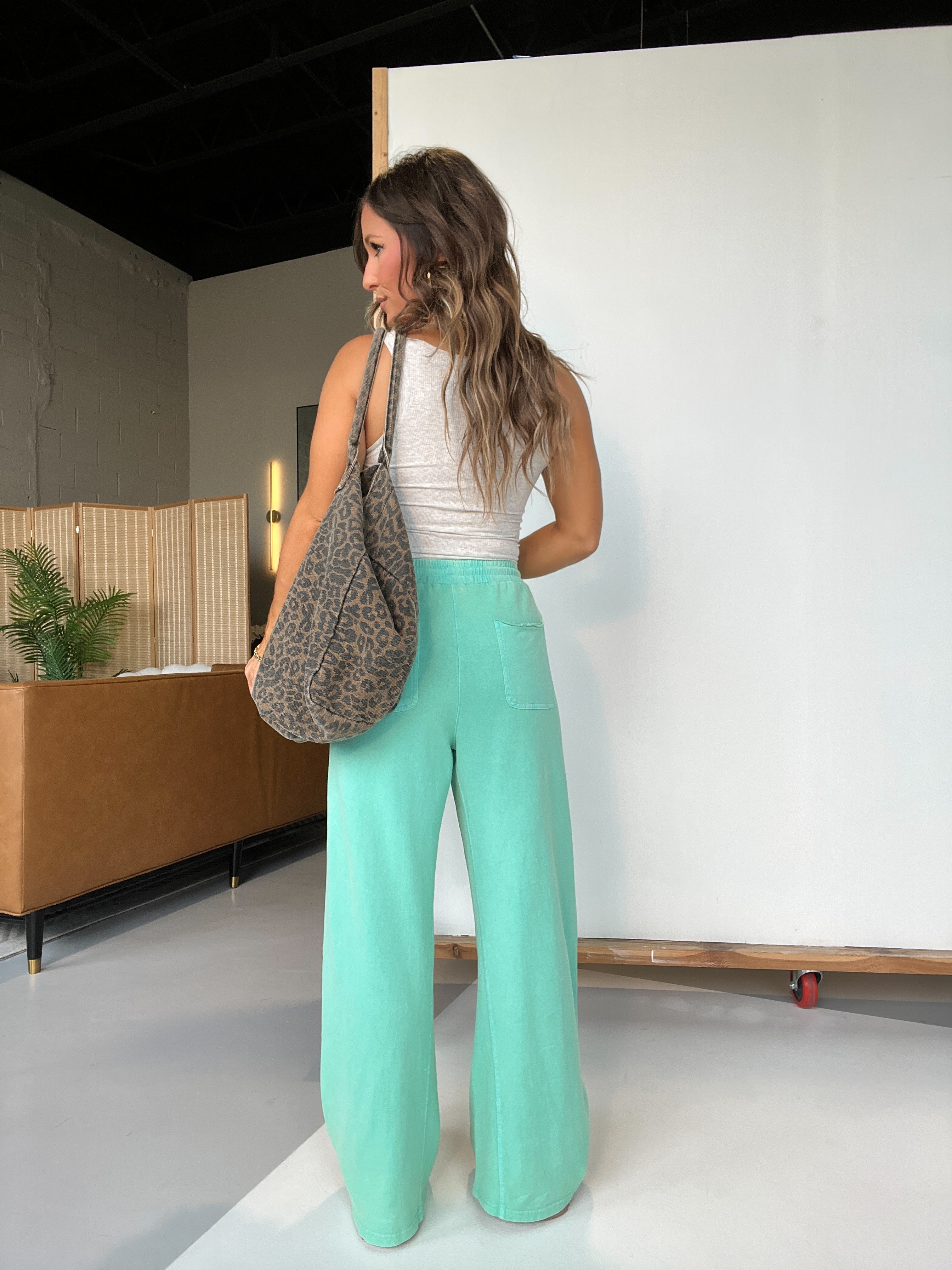 Bloome Wide Leg Pants Sea Foam