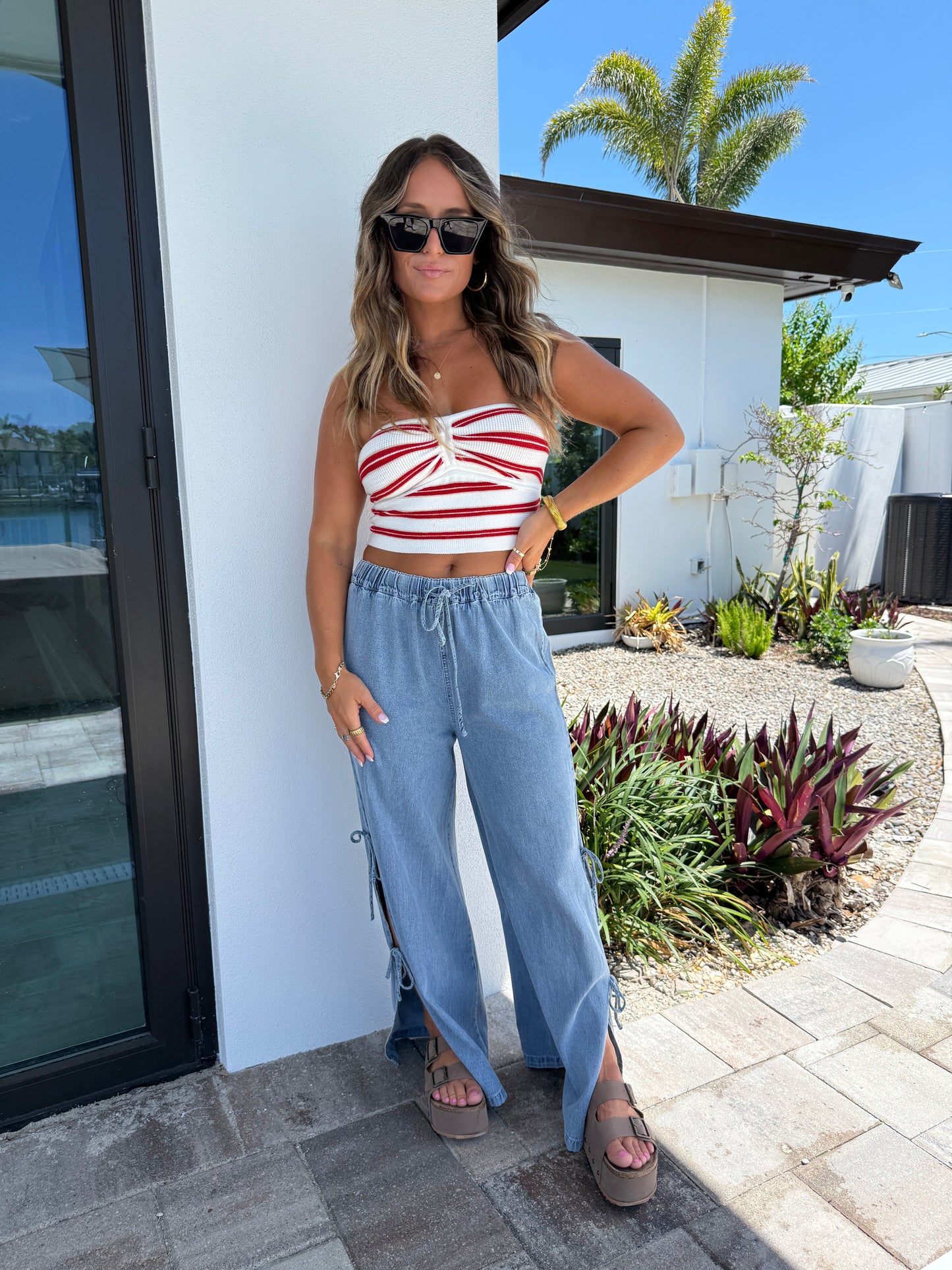 Cara Bow Tencel Wide Leg Pants